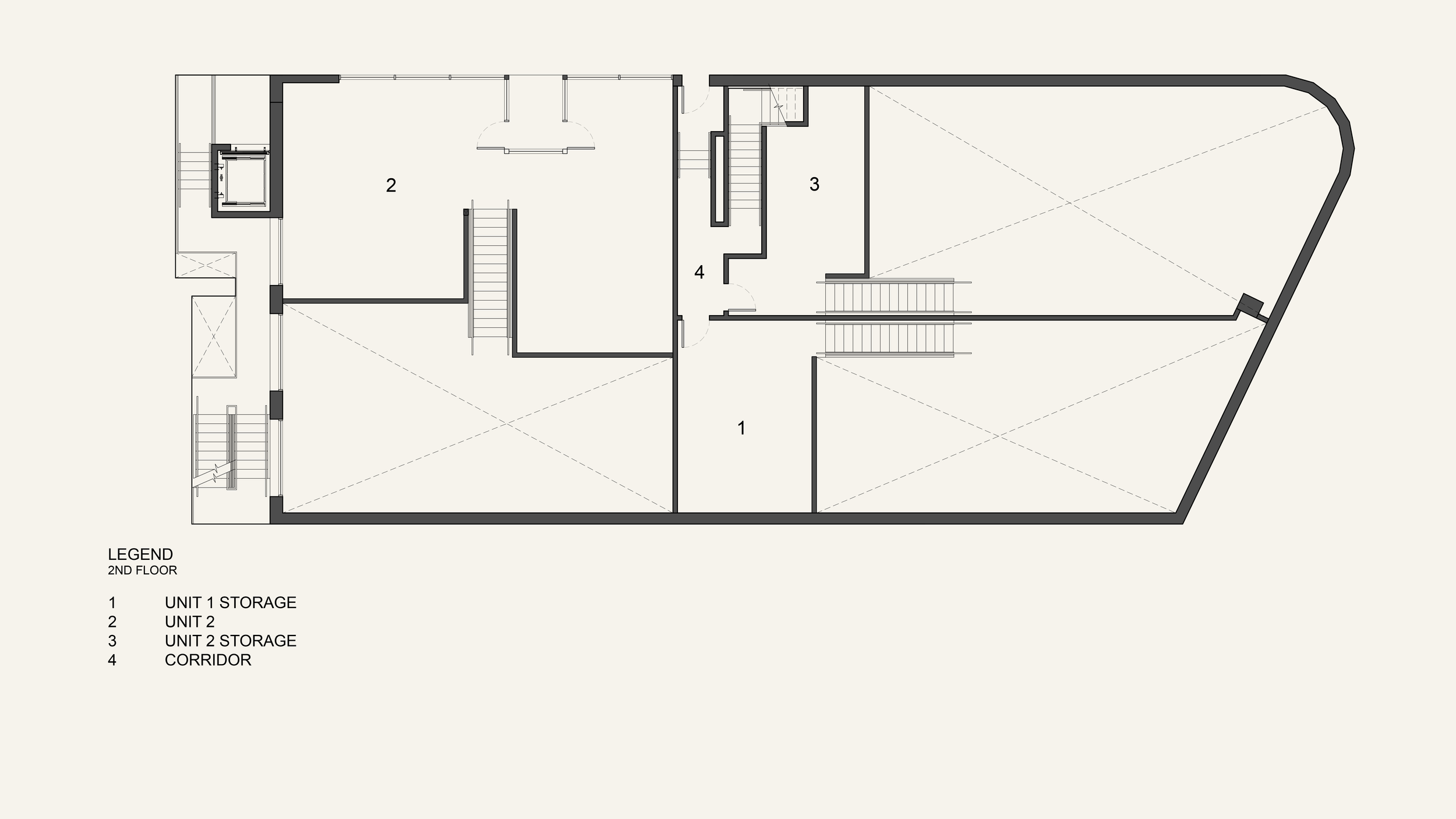 Architectural Plan for the 2nd Floor of 3828 Sunset in Silver Lake