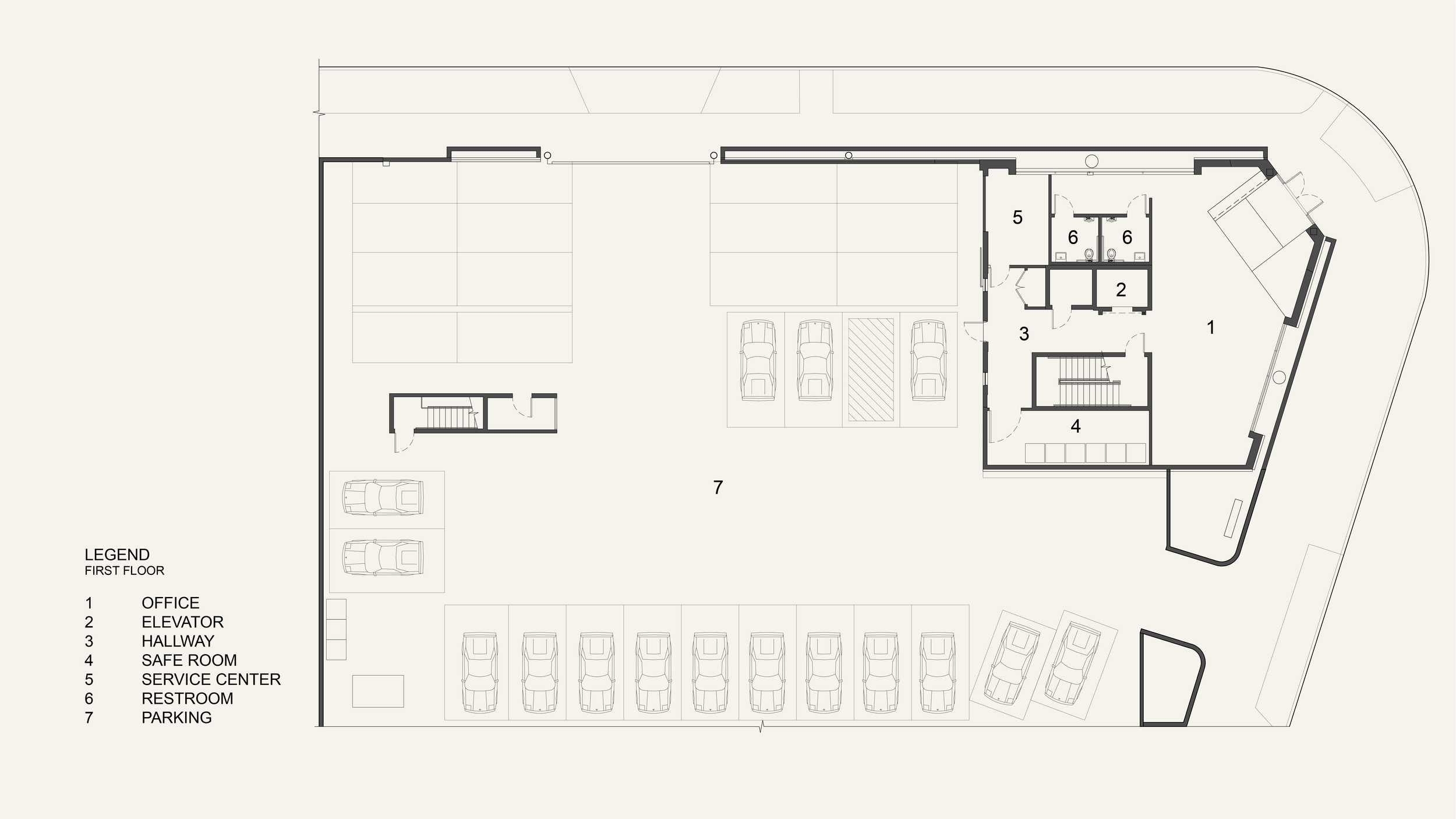 Architectural plan for 1st floor of Beverly Hills Office addition