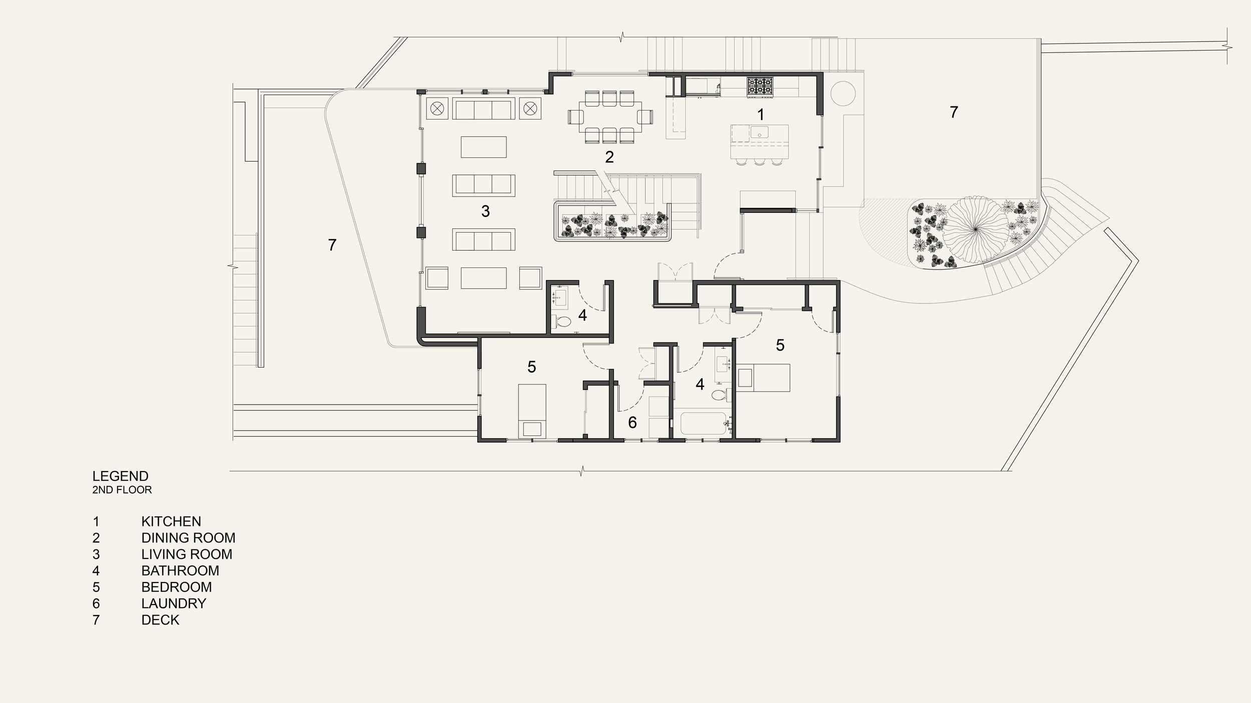 Floorplan for 2nd floor of Echo Park Residence