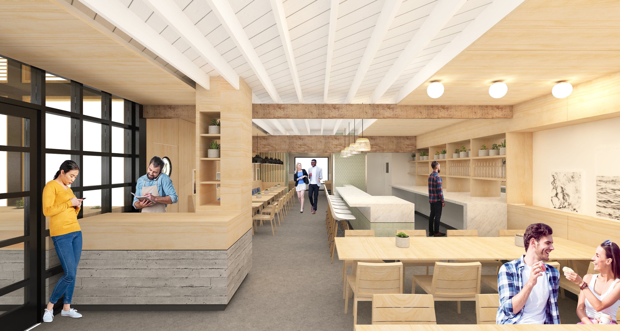 Architecture of Seabirds Kitchen restaurant at South Coast Plaza, rendering 