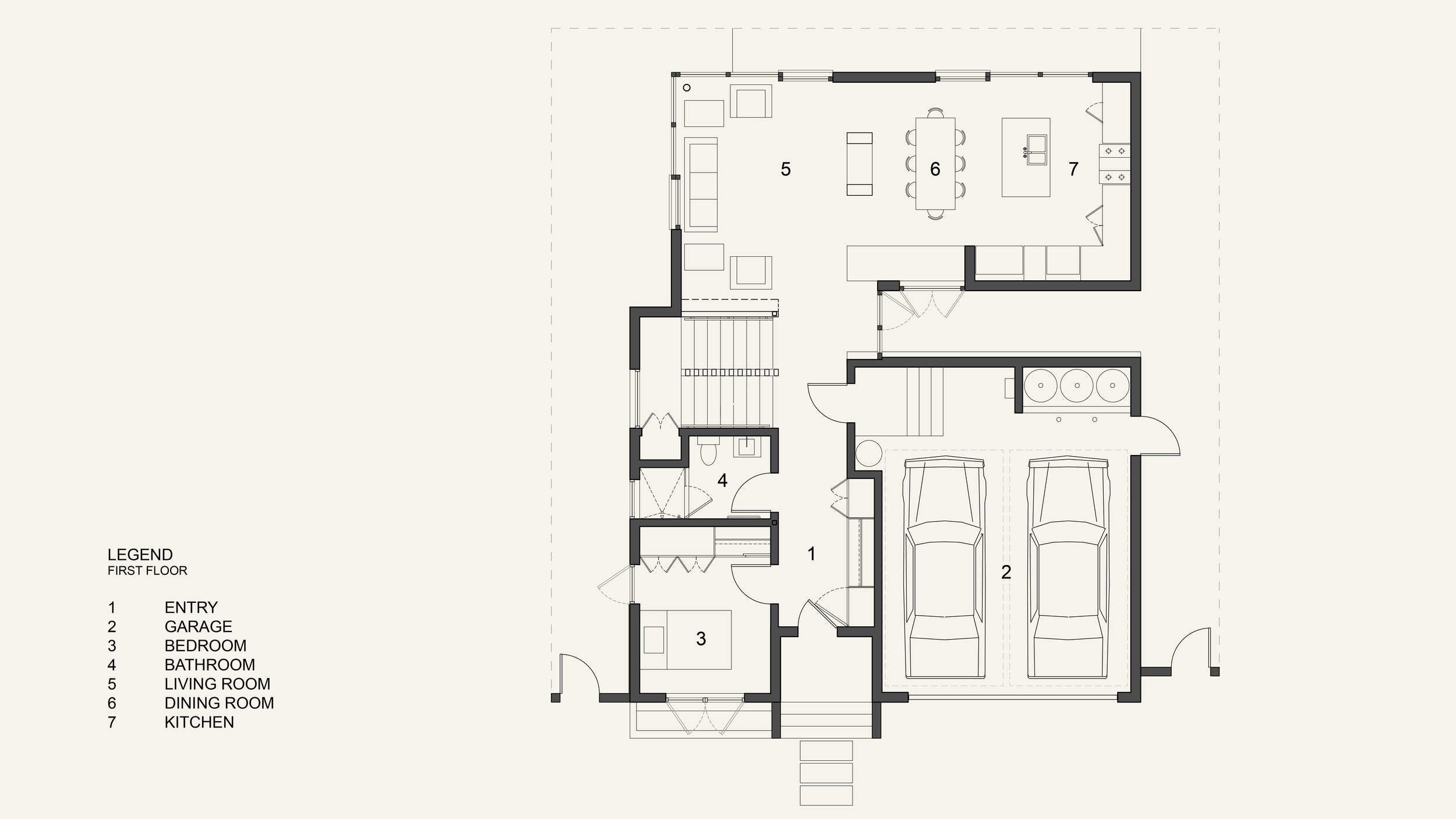 Floorplan for 1st floor of Jacobson residence in Sherman Oaks