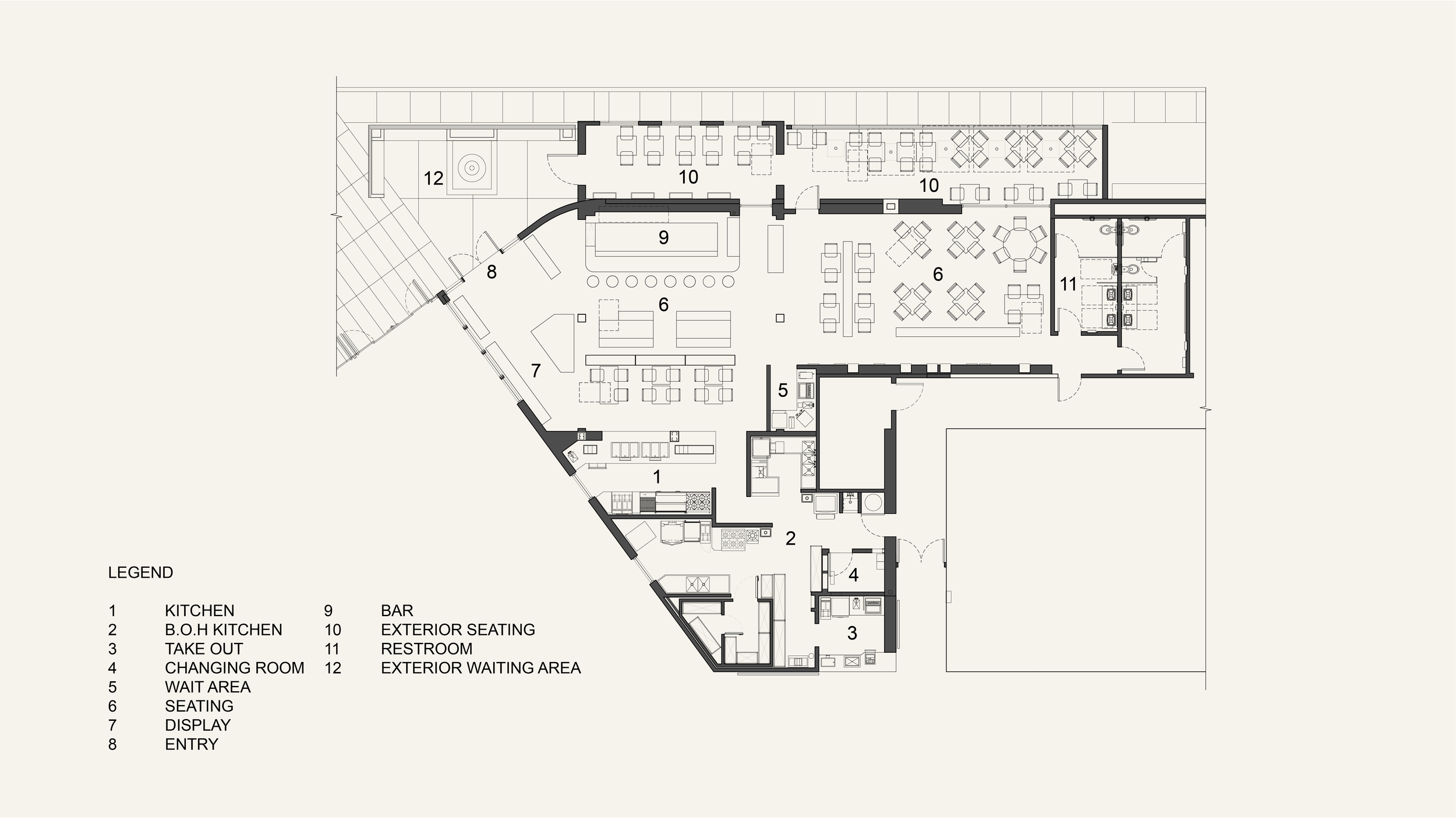Architectural Plan for El Mexicano Restaurant Baldwin Hills