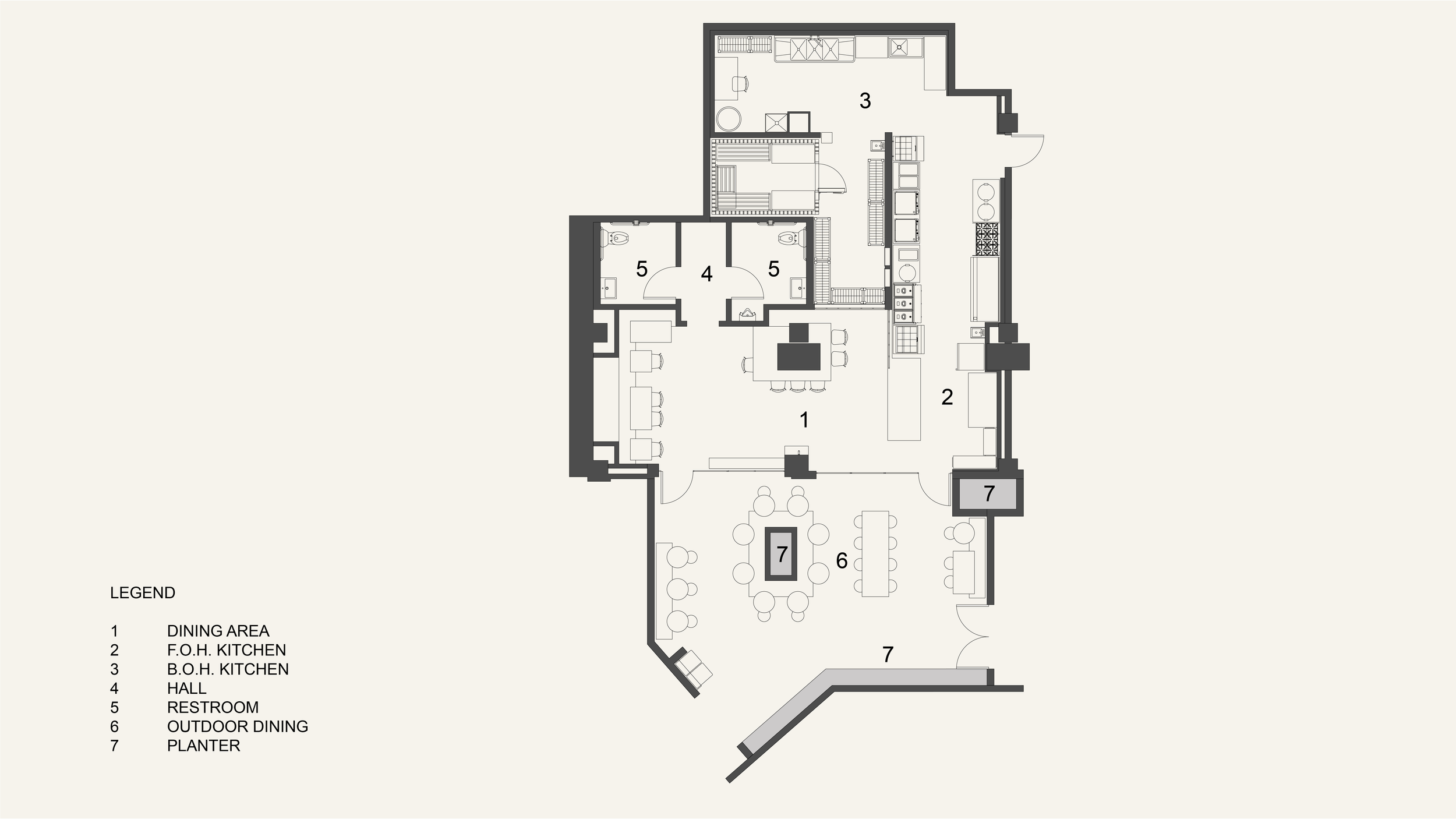 Architectural Plan for Loqui Restaurant Downtown Los Angeles