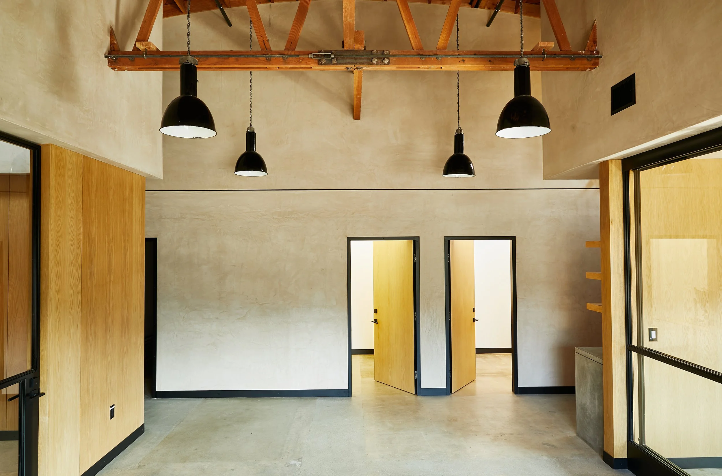 Architecture for Lazy Eye office, CMU renovation in Frogtown, pendant lights