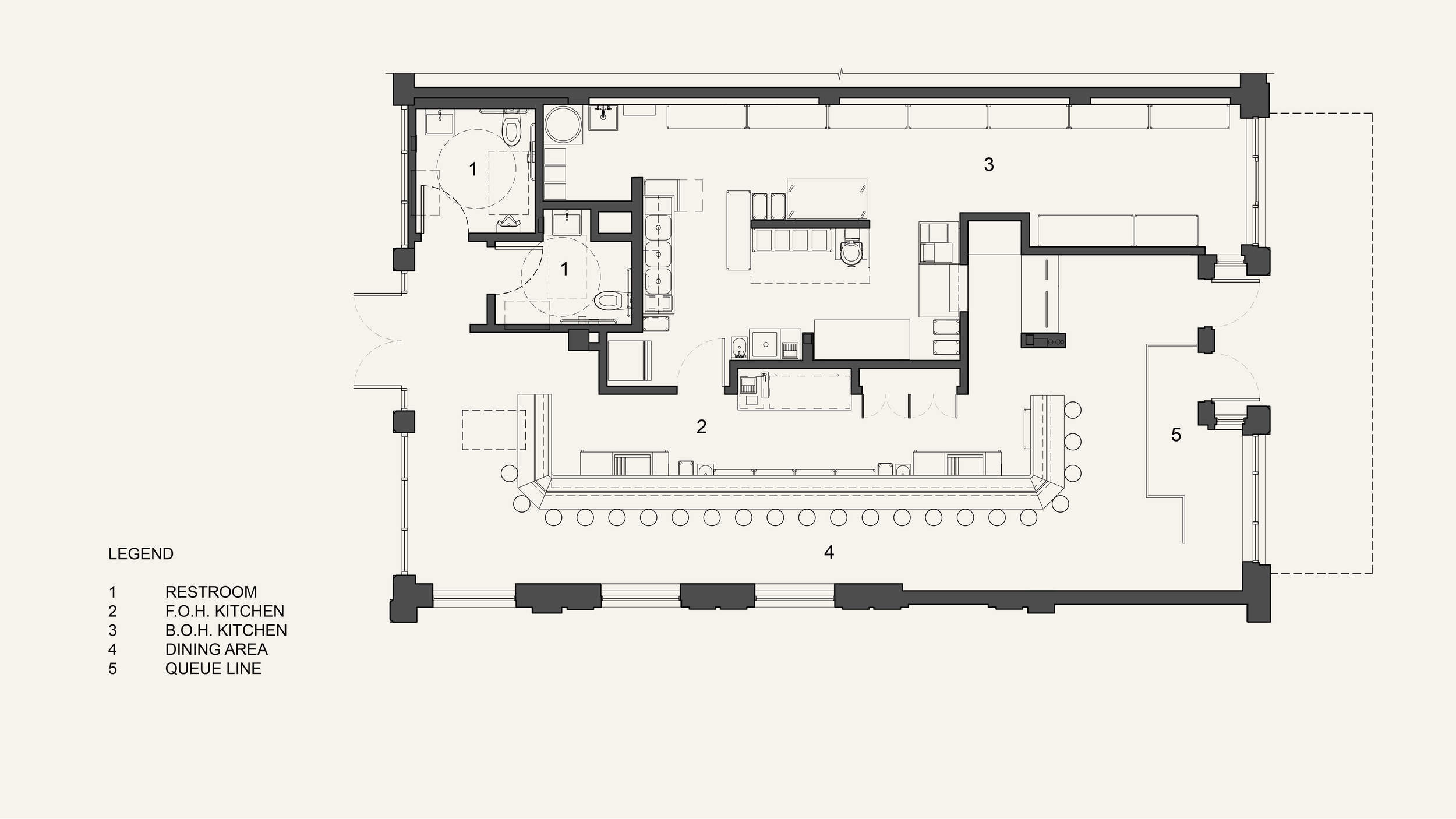 Floorplan for Kazanori Handroll Restaurant in Koreatown, Los Angeles