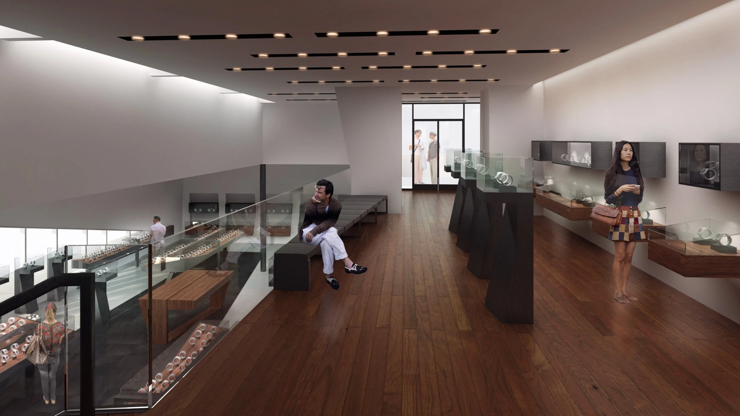 Architecture for Westime flagship retail store on the Sunset Strip in West Hollywood, interior second level