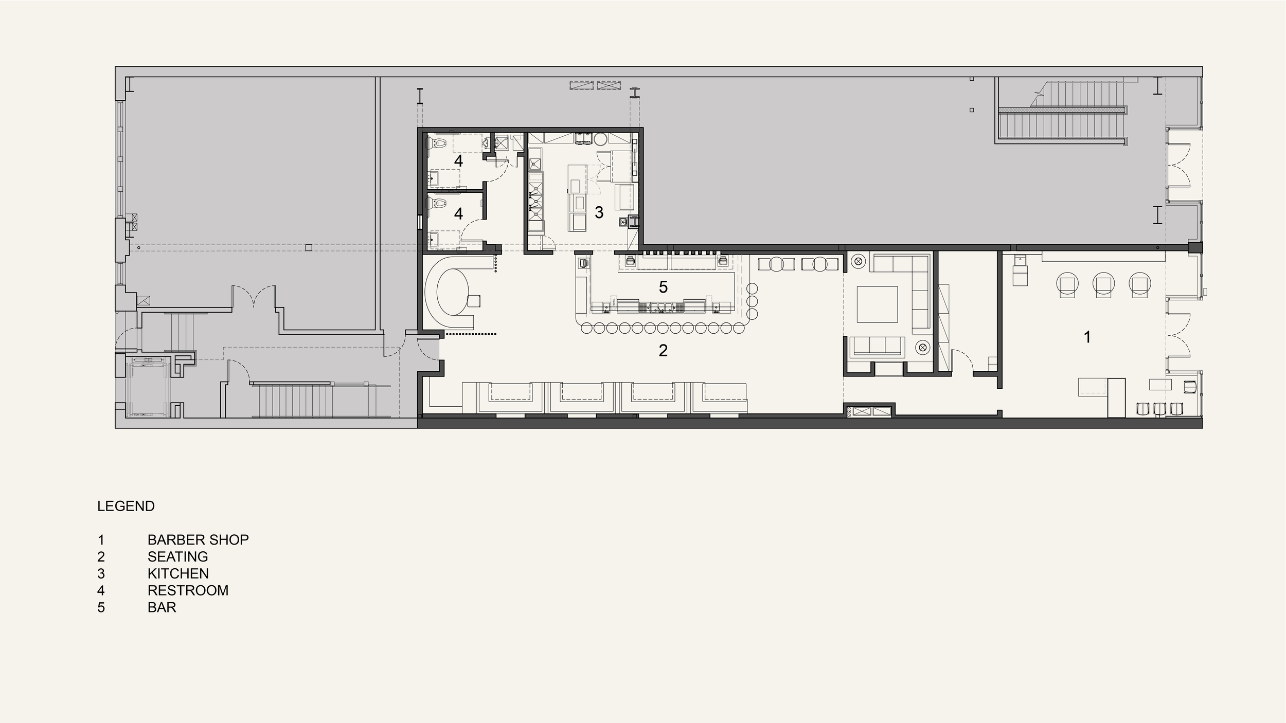 Architectural Plan for Blind Barber Shop in Highland Park