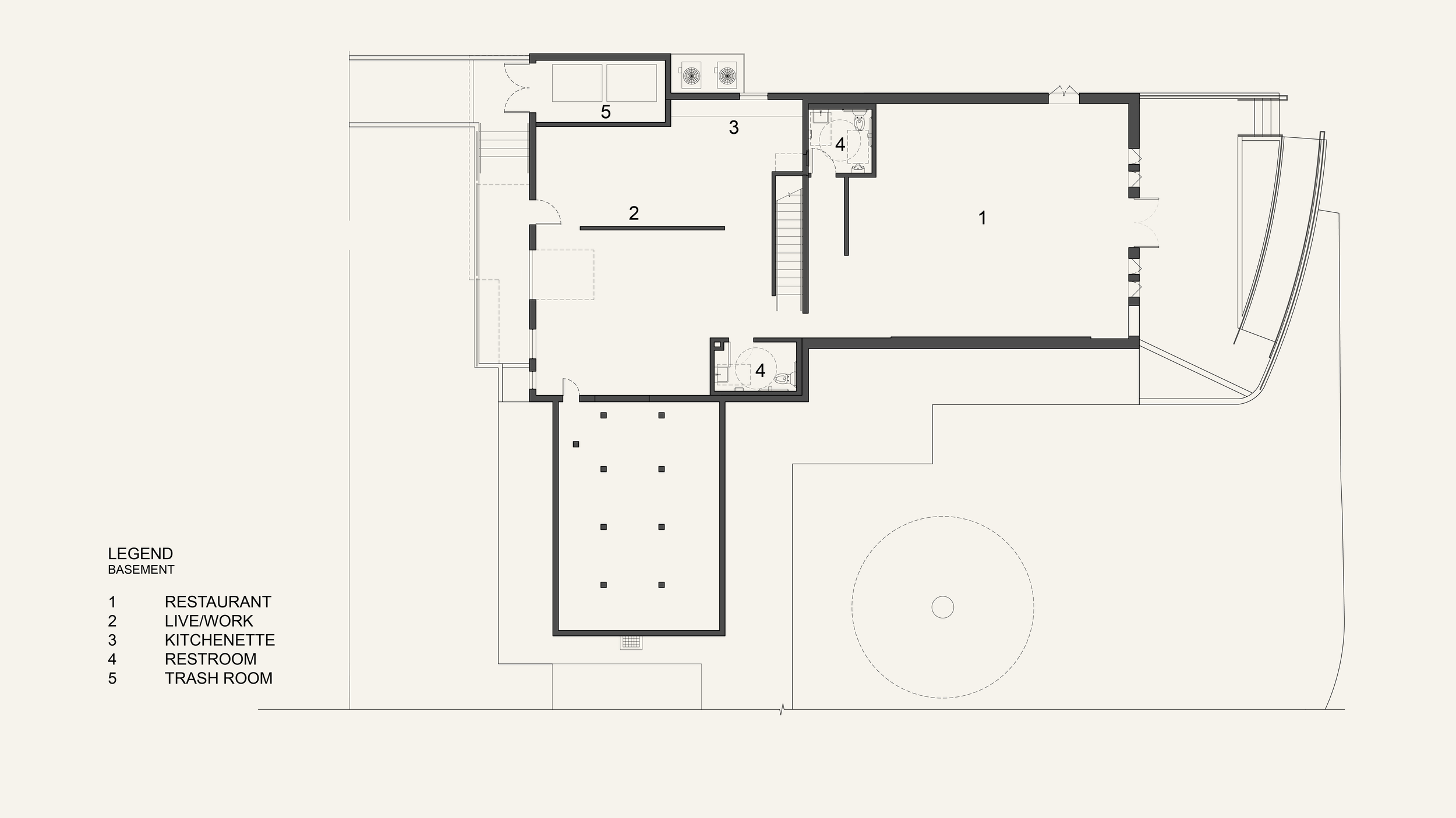 Architectural Plan for the Basement of Mariposa in Altadena