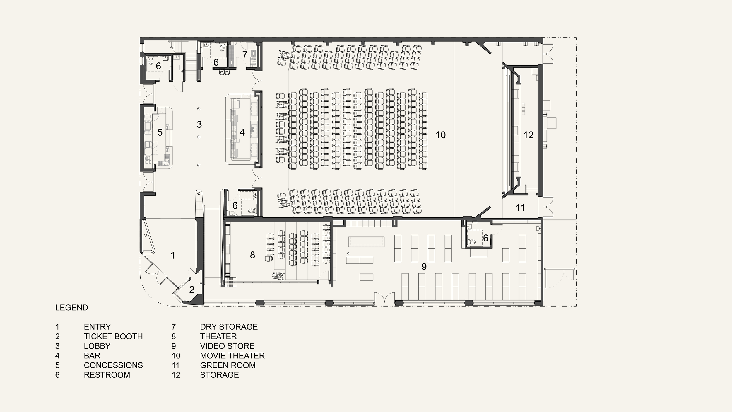Architectural Plan for Vidiots Movie Theater Highland Park I