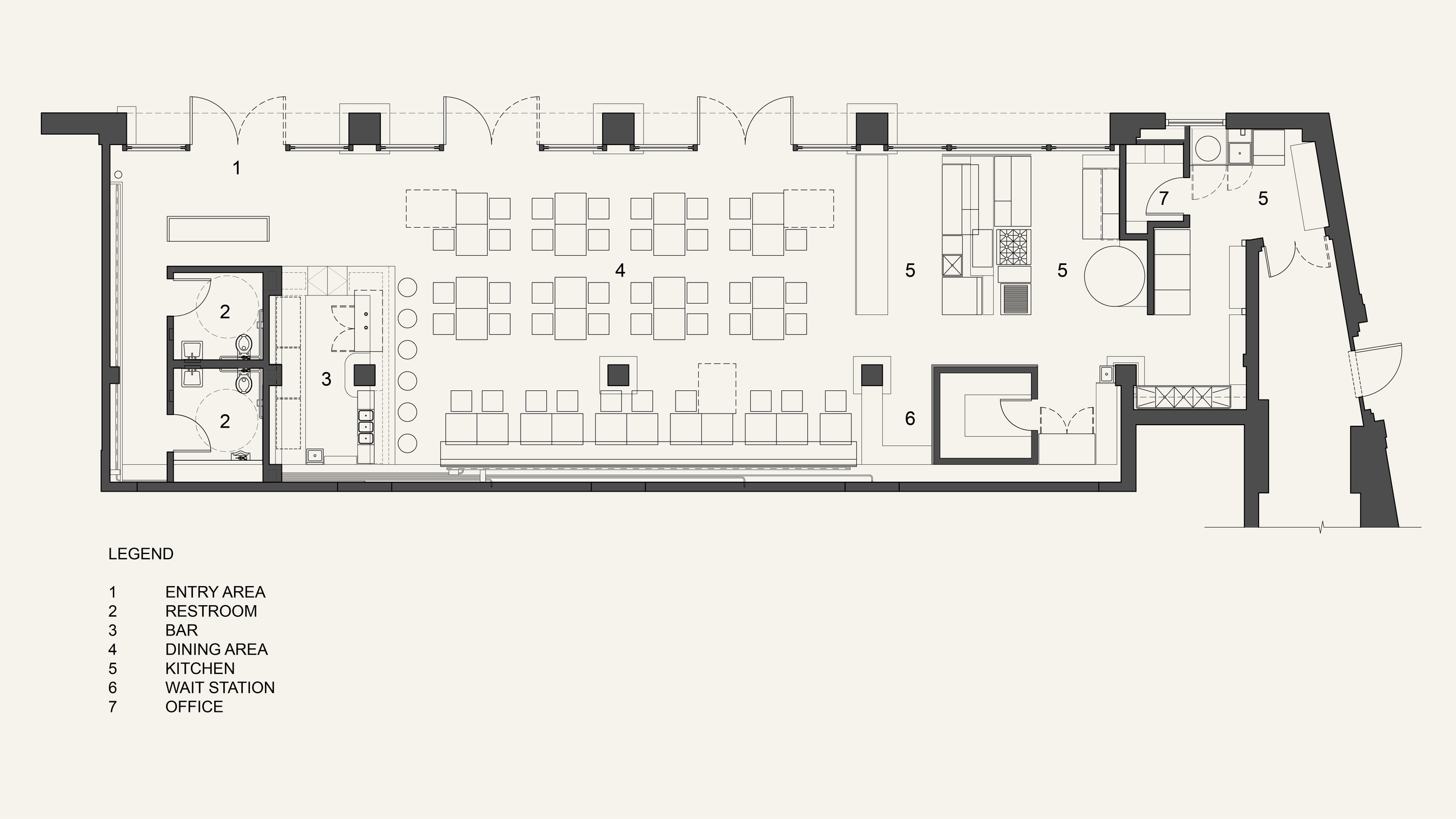 Floor Plan for Church & State Restaurant in Downtown Los Angeles