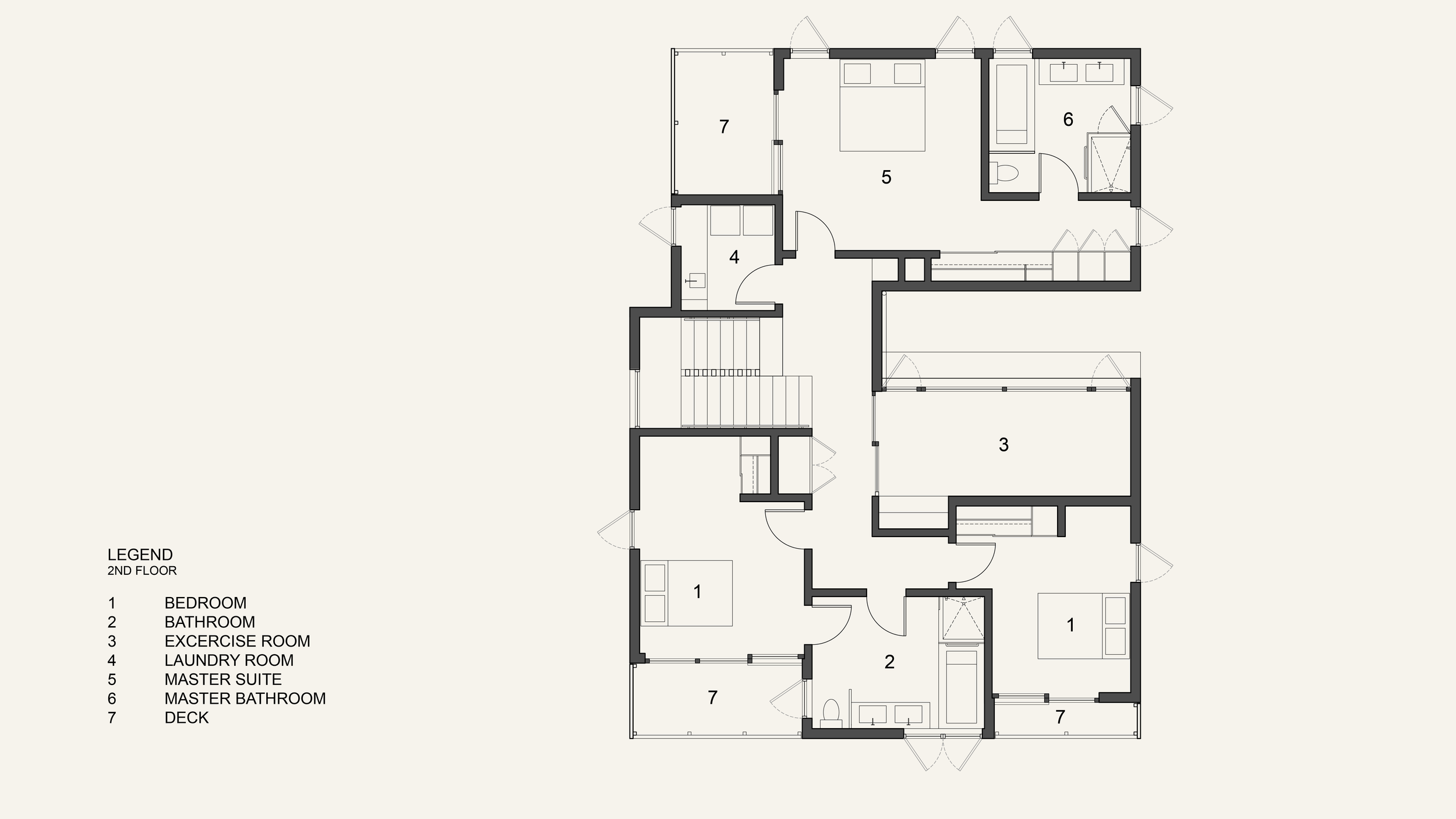 Floorplan for 2nd floor of Jacobson residence in Sherman Oaks