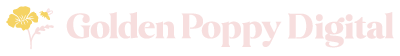 Golden Poppy Digital logo with a purple poppy flower