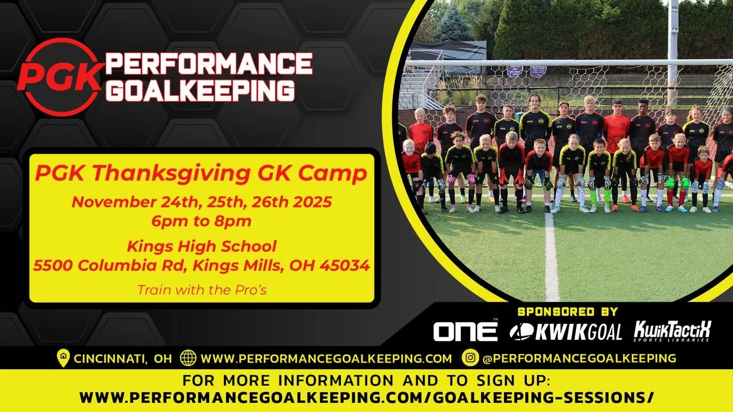 PGK Thanksgiving GK Camp starts tomorrow! Still time to sign up: www.performancegoalkeeping.com/goalkeeping-training

Come and join us for 1 to 3 sessions at Kings High School.
📆 11/24, 11/25, 11/26
⏰ 6pm to 8pm 
📍 Kings High School
💻 www.performa
