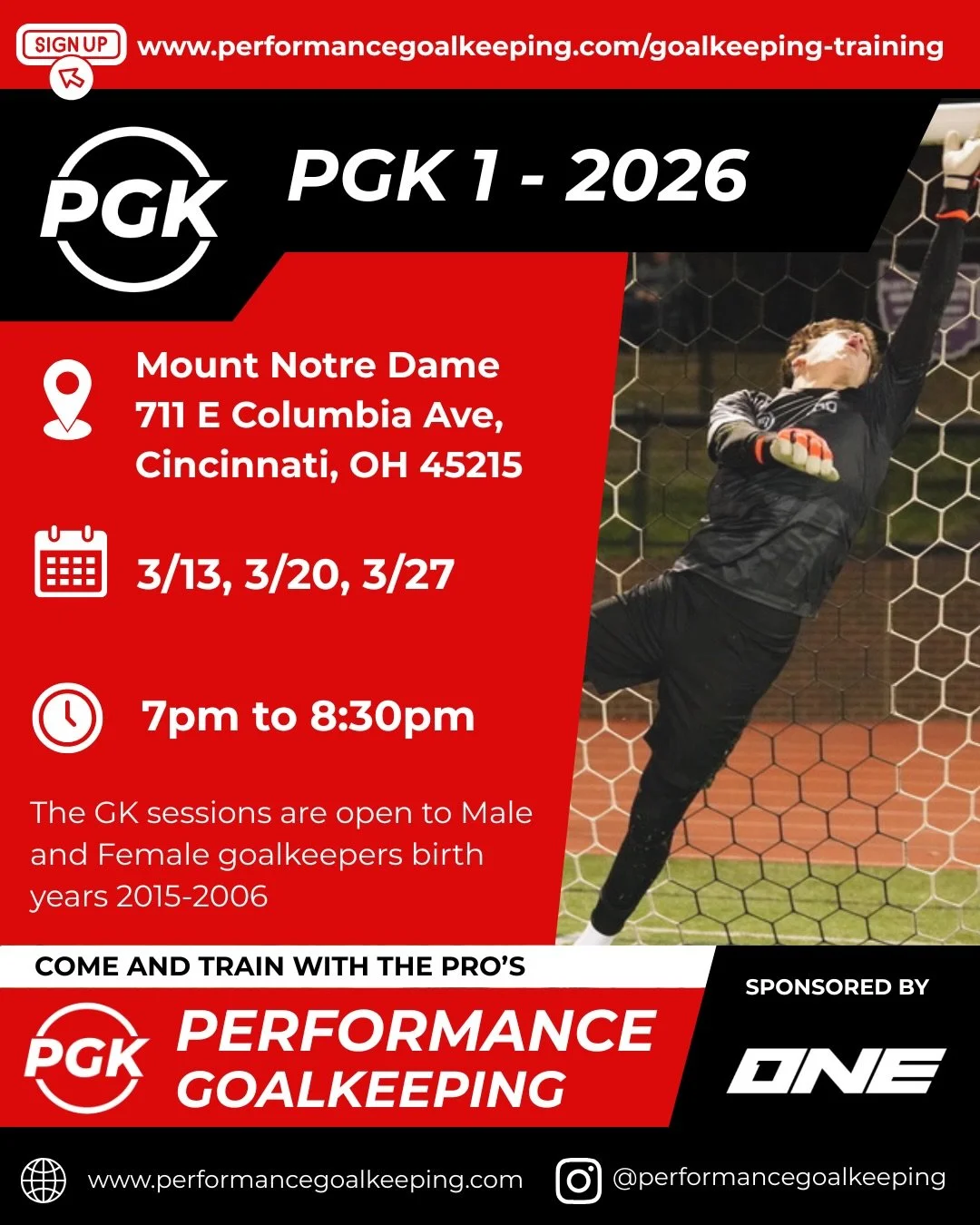 New 2026 PGK sessions released! Open and ready for sign ups.
Plus a new &ldquo;Unlimited PGK Pass&rdquo; for all PGK sessions &amp; camps. 
Sign up now: www.performancegoalkeeping.com/goalkeeping-training