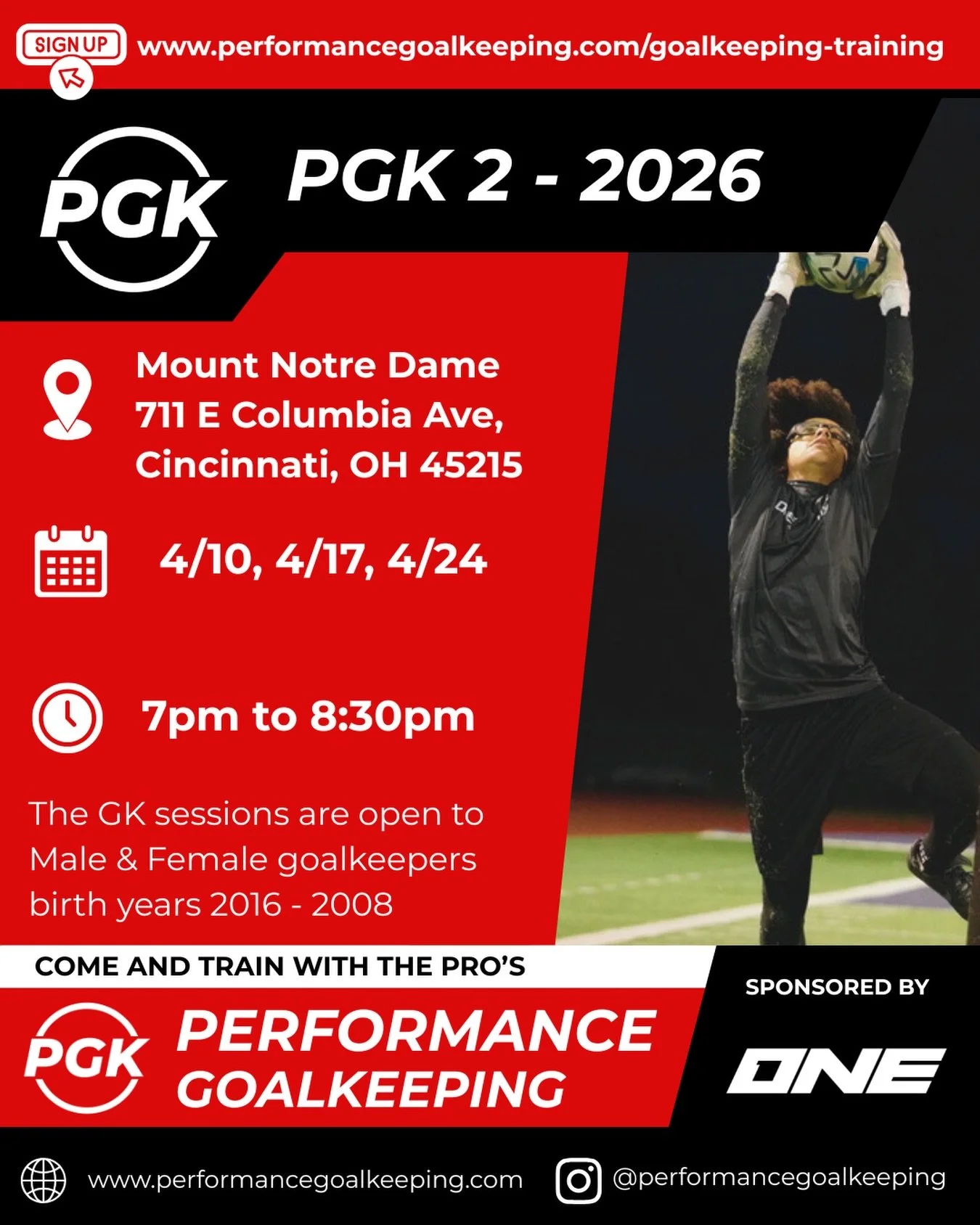 Starts this Friday! Come and join is for some top nights of goalkeeping! 

📍MND - 711 E. Columbia Avenue, Cincinnati, OH 45215
📆 4/10, 4/17, 4/24
⏰ 7pm to 8:30pm
💻 www.performancegoalkeeping.com/goalkeeping-training

#goalkeeping #goalkeepingcoach
