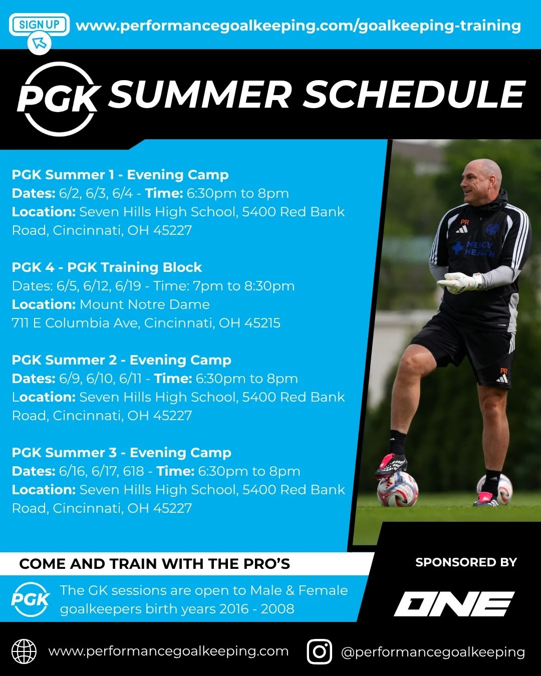 A few changes to the PGK Summer GK Sessions. Please see the flyers and website for all updates.
We have also added the option for individual and group GK sessions with @fionn.deehan and @robbyfrye1 . Contact them directly for more information and to 