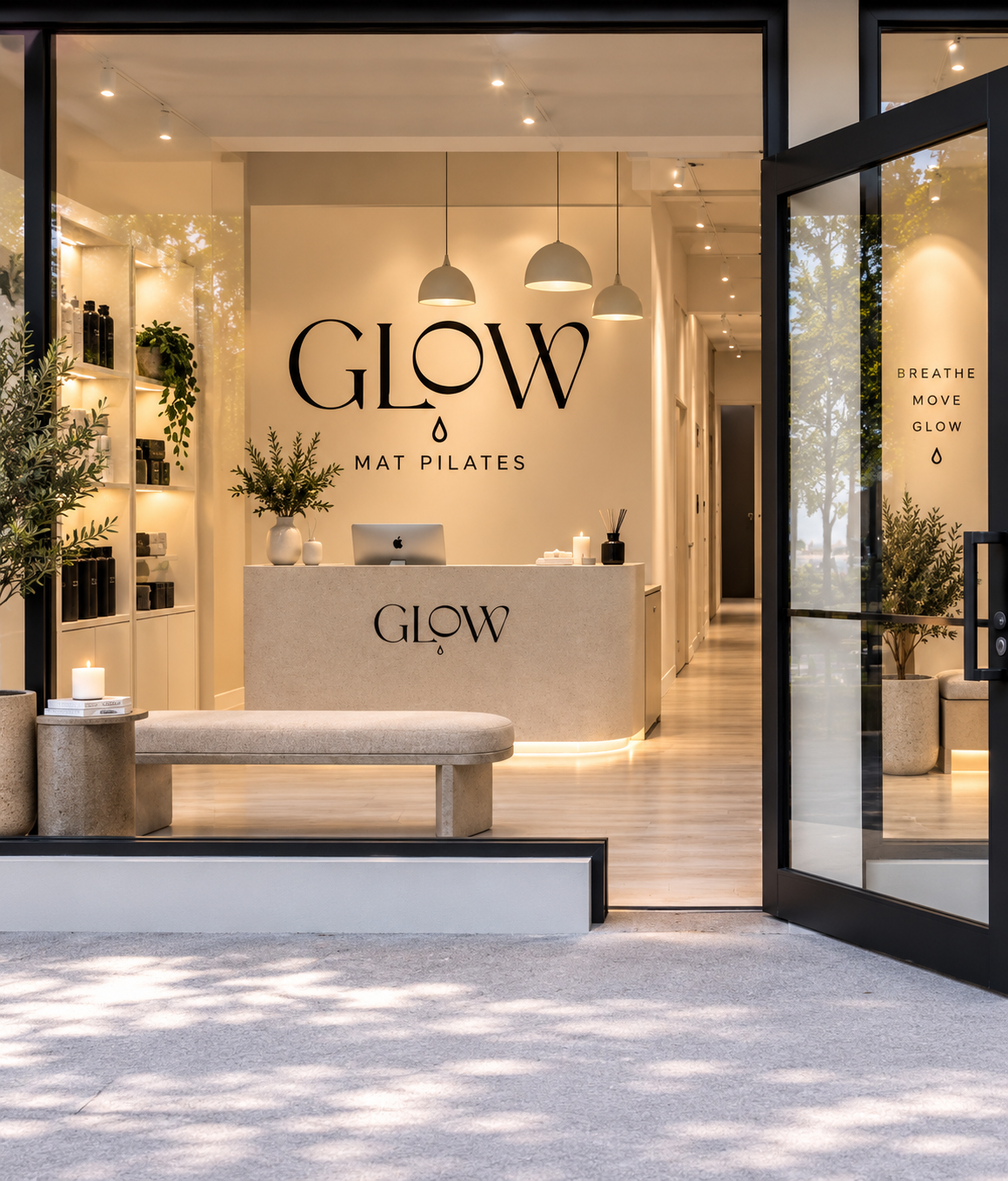 Entrance to Glow Pilates Pinecrest Mat Pilates studio