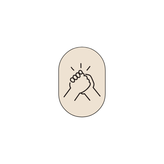 Illustration of two hands giving a high five with lines indicating excitement or celebration.