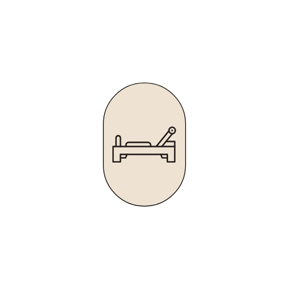 Line drawing of a bed with a lamp and a switch, icon style.