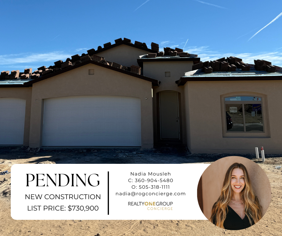 Newly constructed house under construction with a pending status, partial yard, and real estate contact information from Nadia Mousleh - Nadia Mousleh Real Estate