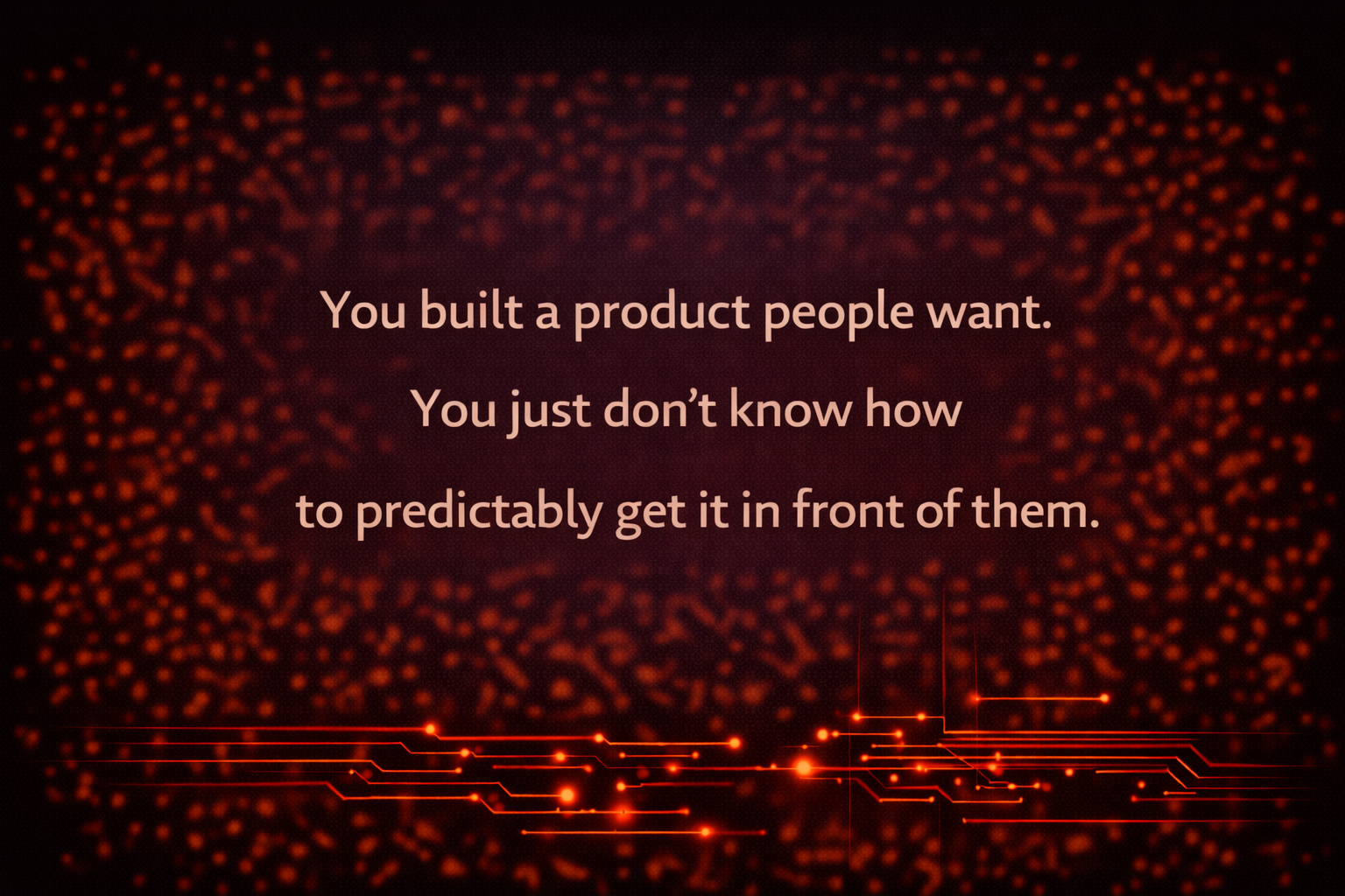 You built a product people want. You just don't know how to predictably get it in front of them.