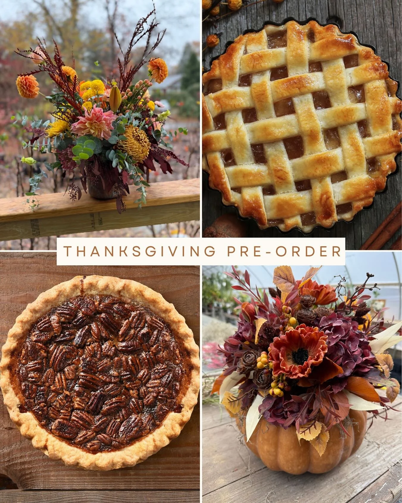 It&rsquo;s time to plan your Thanksgiving tables! This season we are excited to be accepting pre-books on your holiday centerpieces/floral arrangements and fresh baked pies from @generalbakeshop 

Details as follows:

Pies are $40, handmade and fresh