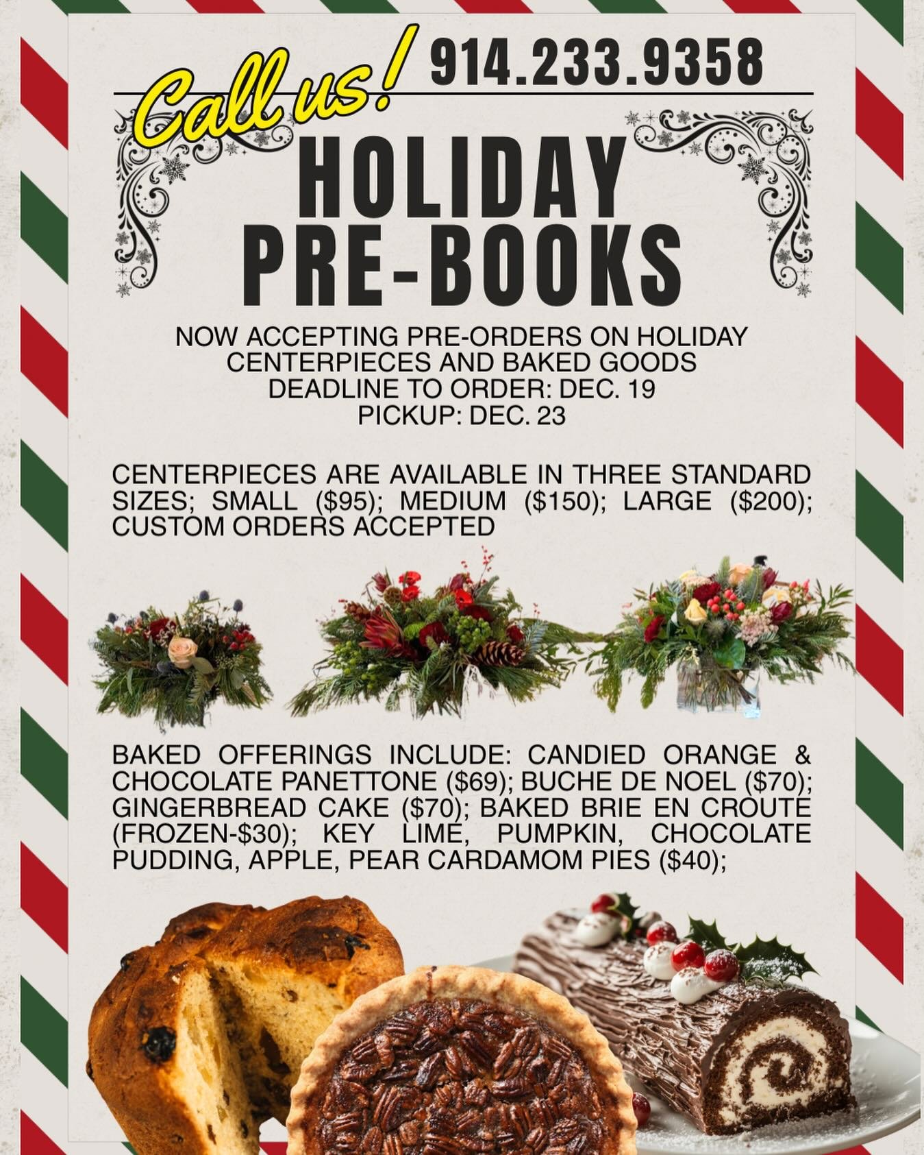 Now accepting pre-books on holiday centerpieces and a wide selection of seasonal baked goods from @generalbakeshop 

Let us help make your holiday tables a little more festive and delicious 🤤 call us or visit the shop to place your orders!