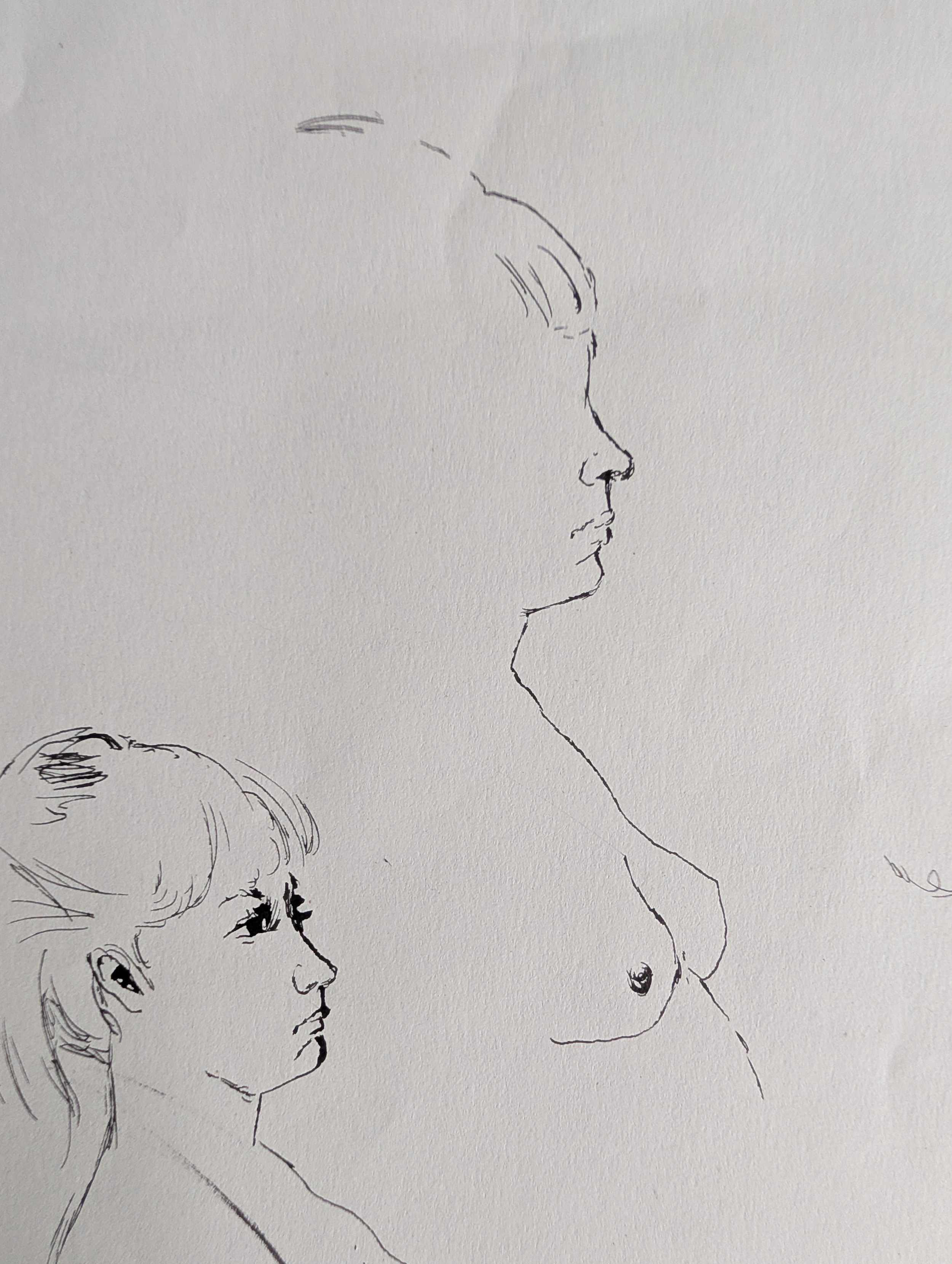 Vintage (1964) Signed + Dated Original Art : Seated Female Nude - Ink On Paper by Kathy Nocerino.