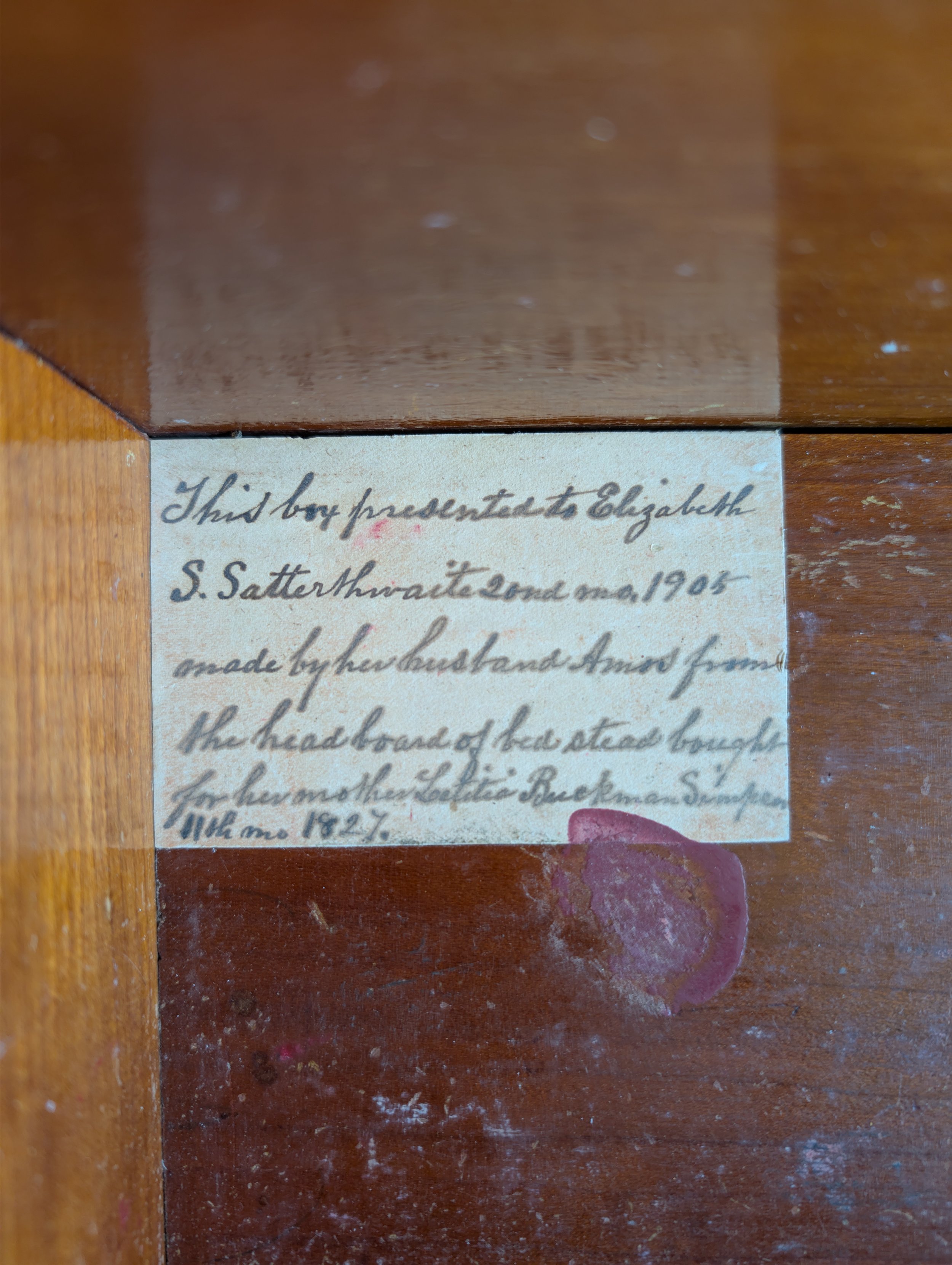 Antique (1827) Handmade Box Made in 1905 - Note Included From Husband to Wife.