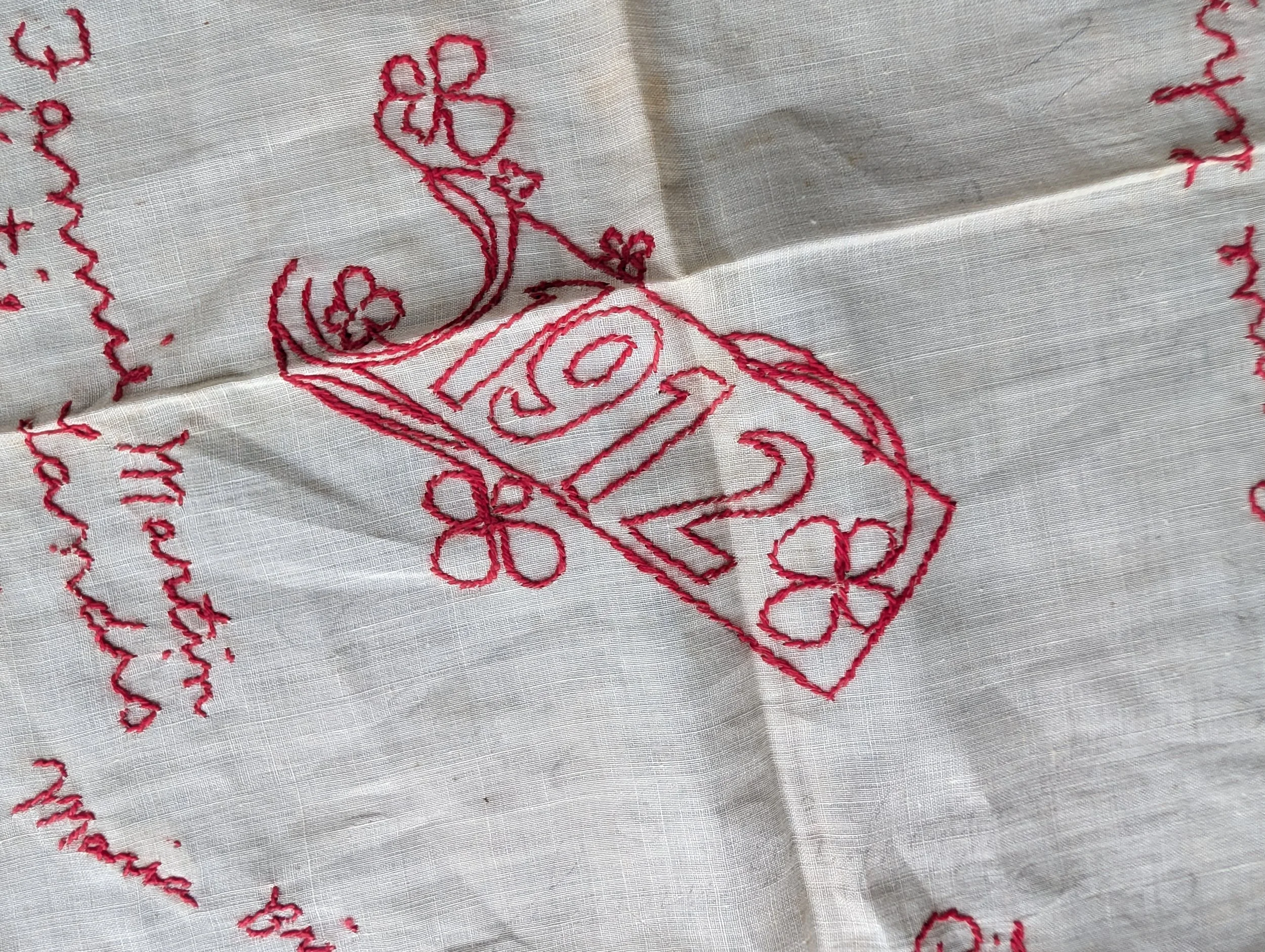 Antique (1912) Friendship Textile // Signature Quilt Block.
