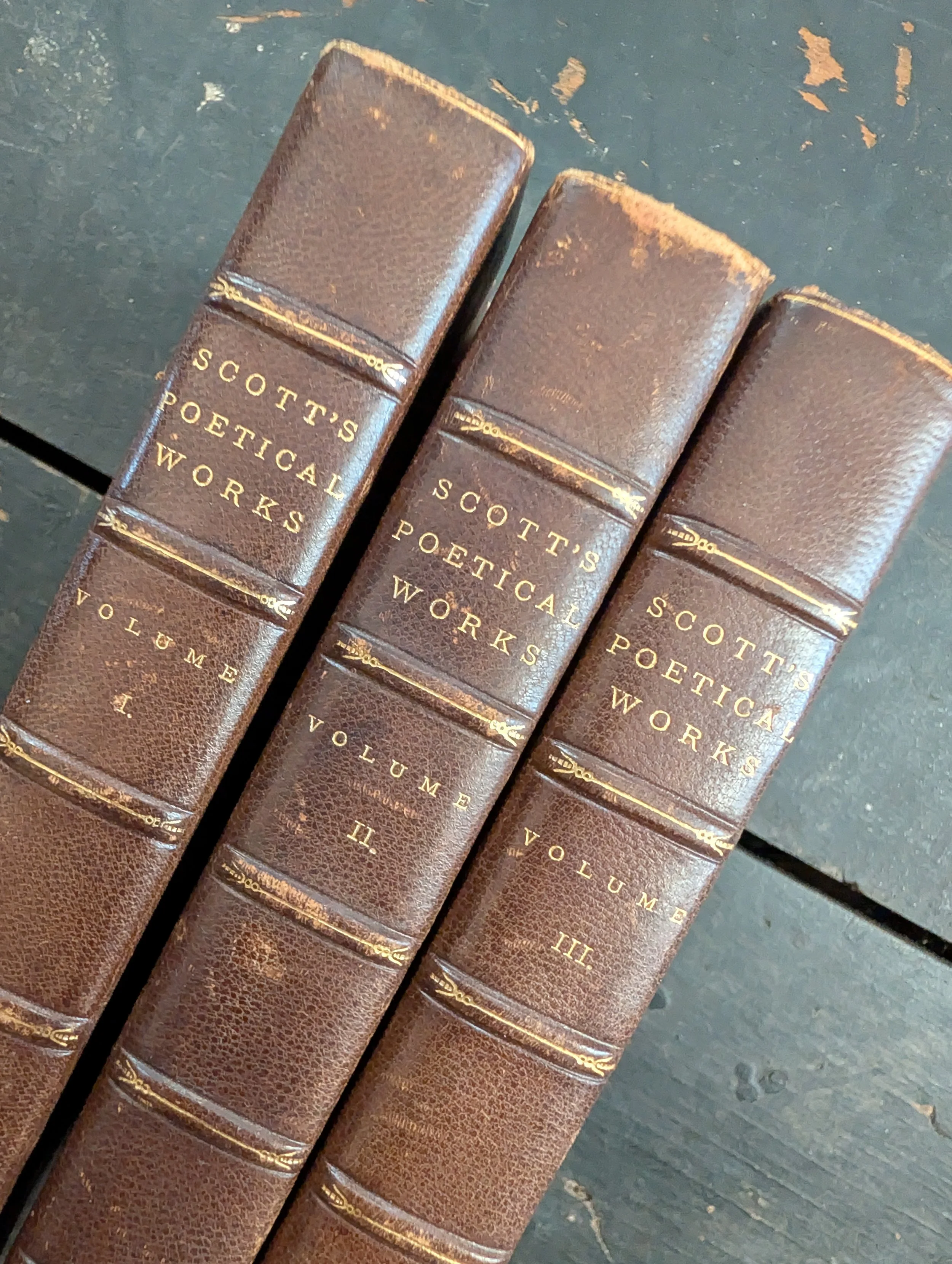 Antique (Undated - 1892) The Poetical Works of Sir Walter Scott Complete in Three Volumes.