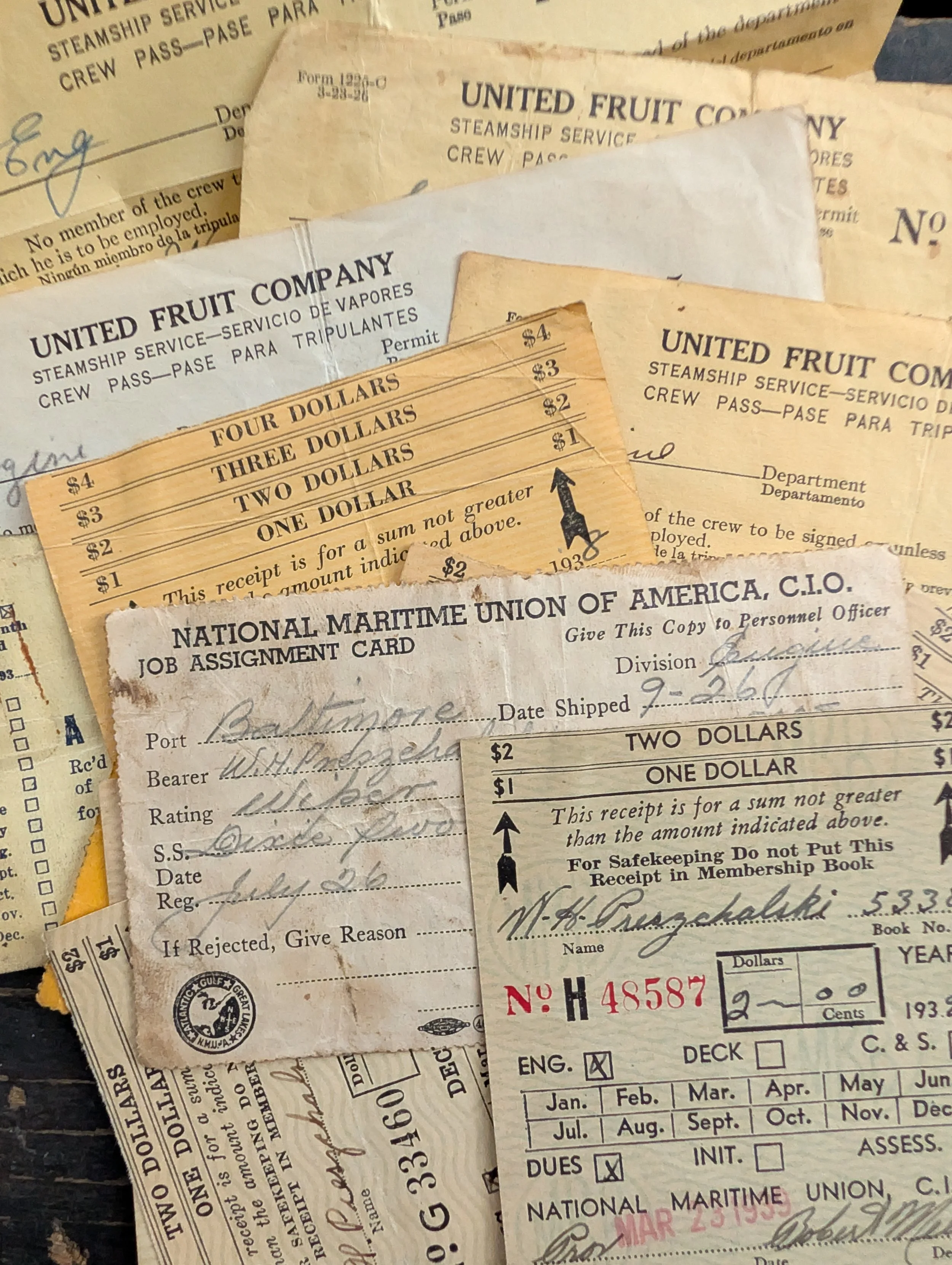 Vintage (1930's) Collection Of Maritime Documents - United Fruit Company and the National Maritime Union (NMU)