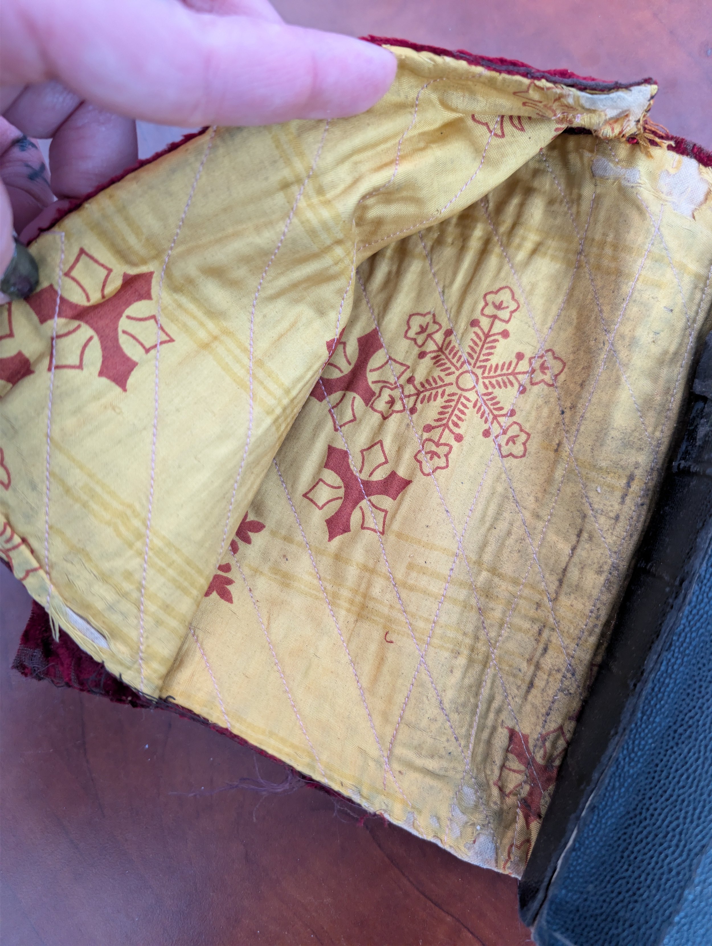 Antique (1880's) Victorian Era Red Velvet Book Cover - Cover Only.