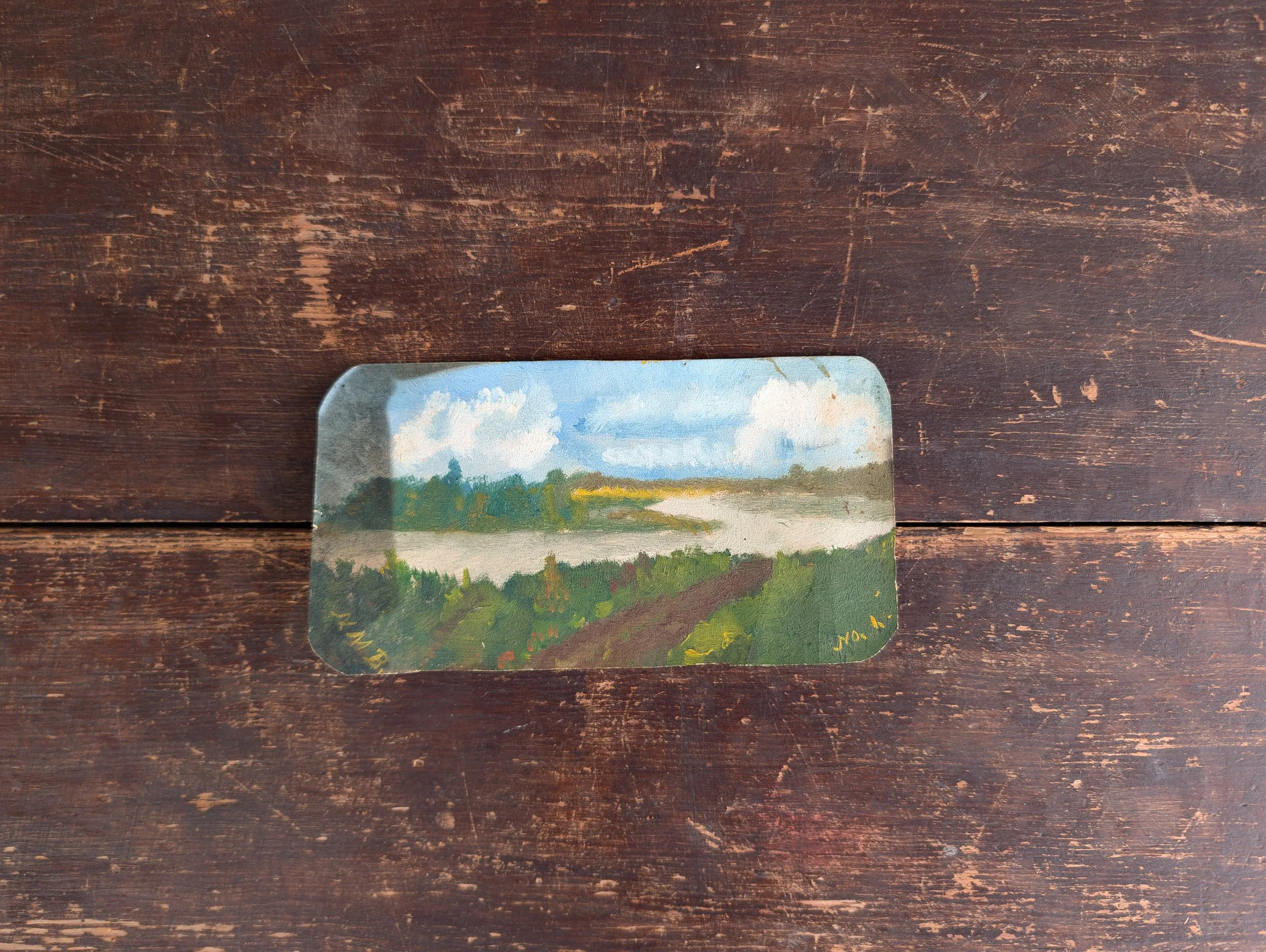 Vintage (1950's) Signed Original Oil on Paper "Home Number One No.1"