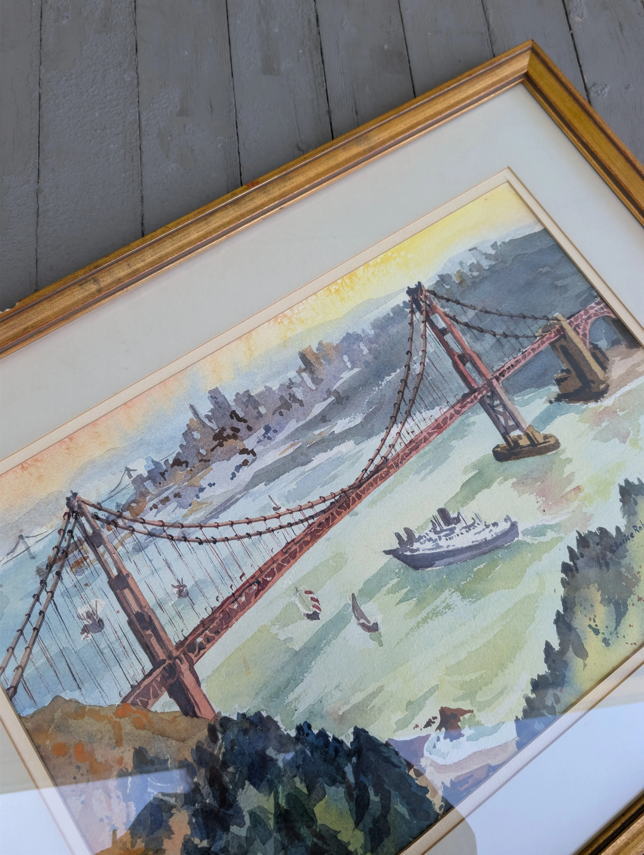Vintage (1977) Signed + Dated Original Art - View Of San Francisco : Watercolor Painting by Clarice Roberts.