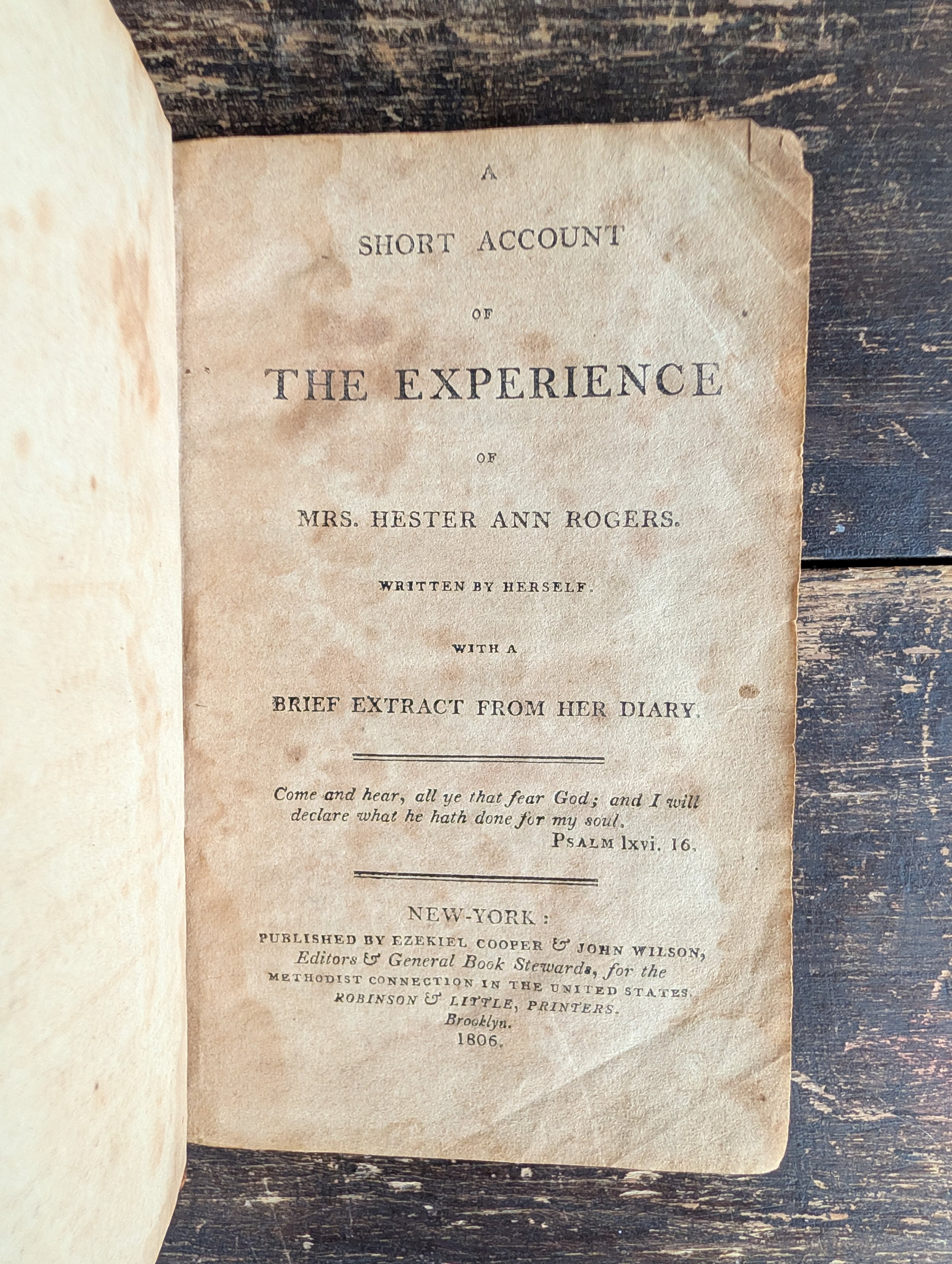 Antique (1806) A Short Account of the Experience of Mrs. Hester Ann Rogers