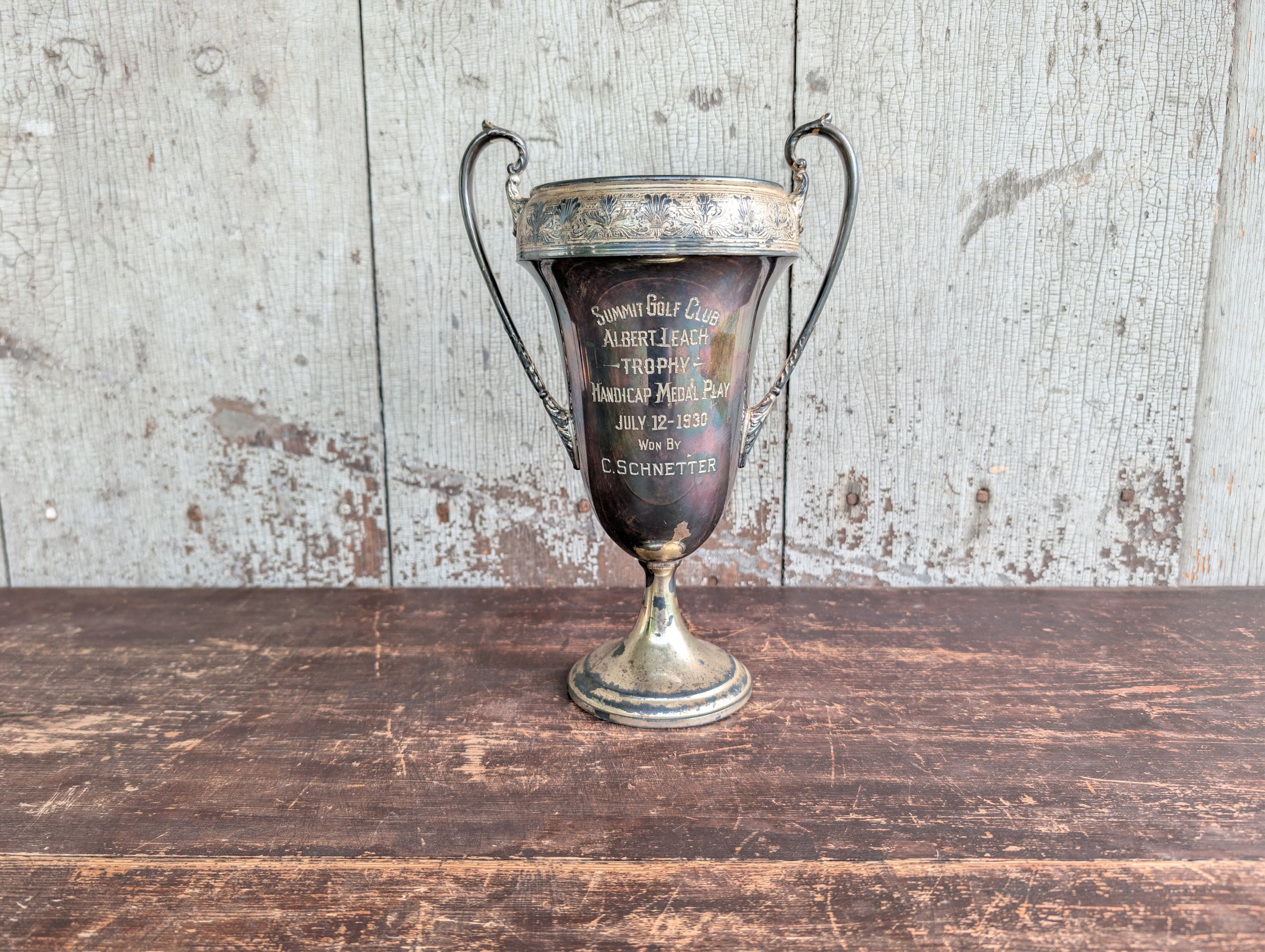 Vintage (1930) Silver Plate Trophy From Summit Golf Club.