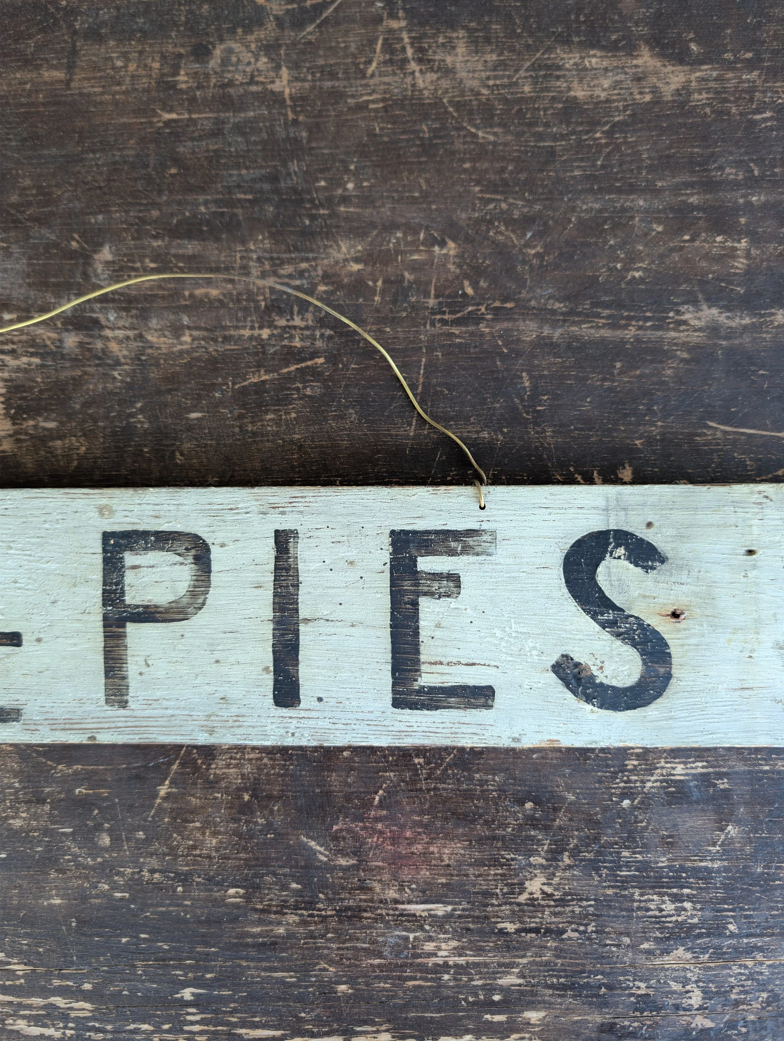 Vintage (1960s) Hand Painted Double Sided Home Made Pies Wooden Sign.
