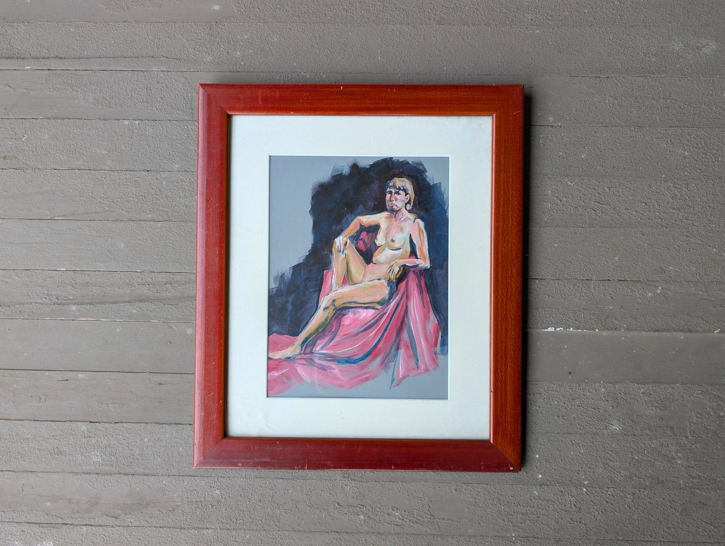 Vintage (1980s) Signed Original Art : Seated Nude by Jody Rex - Oil Painting