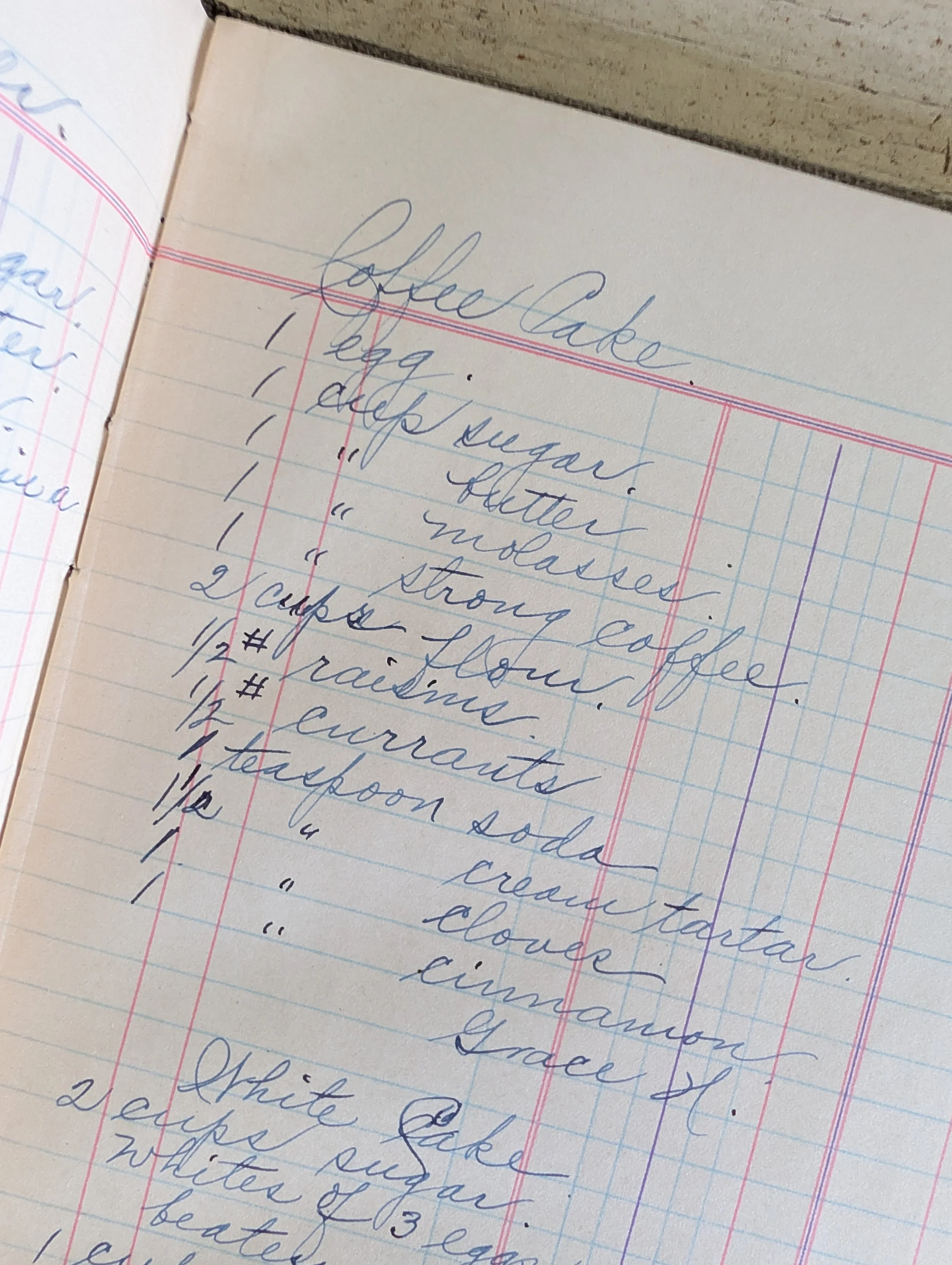Vintage (1960s) Handwritten Recipe Book in Ledger.