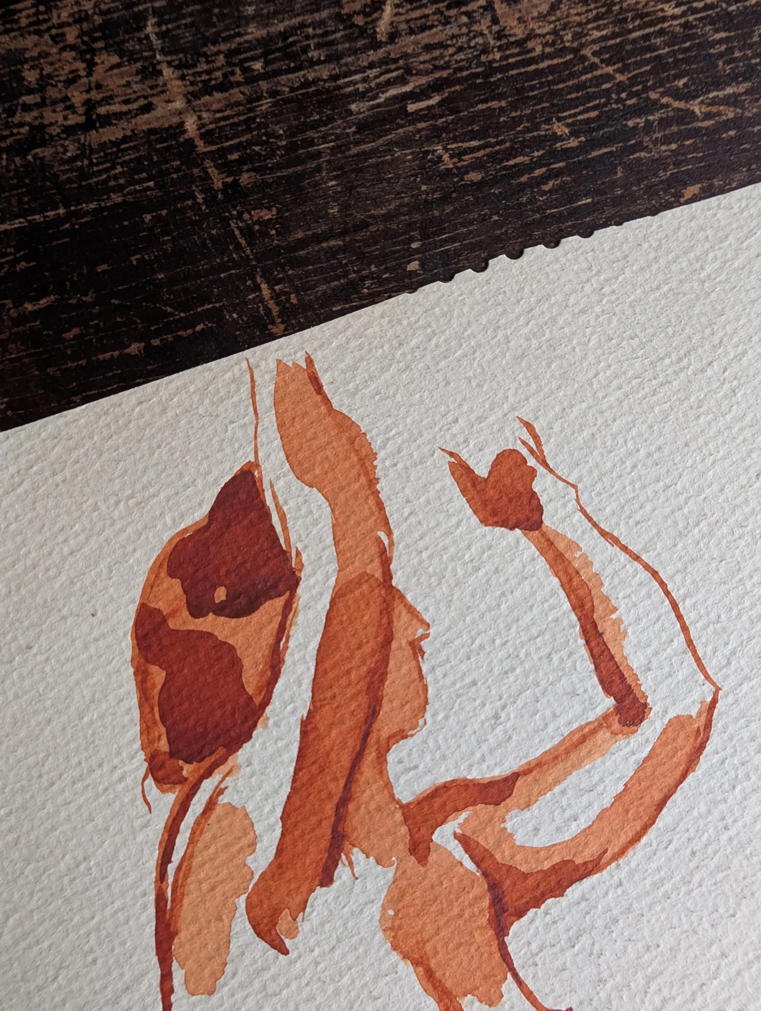 Vintage (1920s) Double-Sided Original Art : Standing Female Nude // Seated Female - Watercolor On Paper by Anonymous Artist.