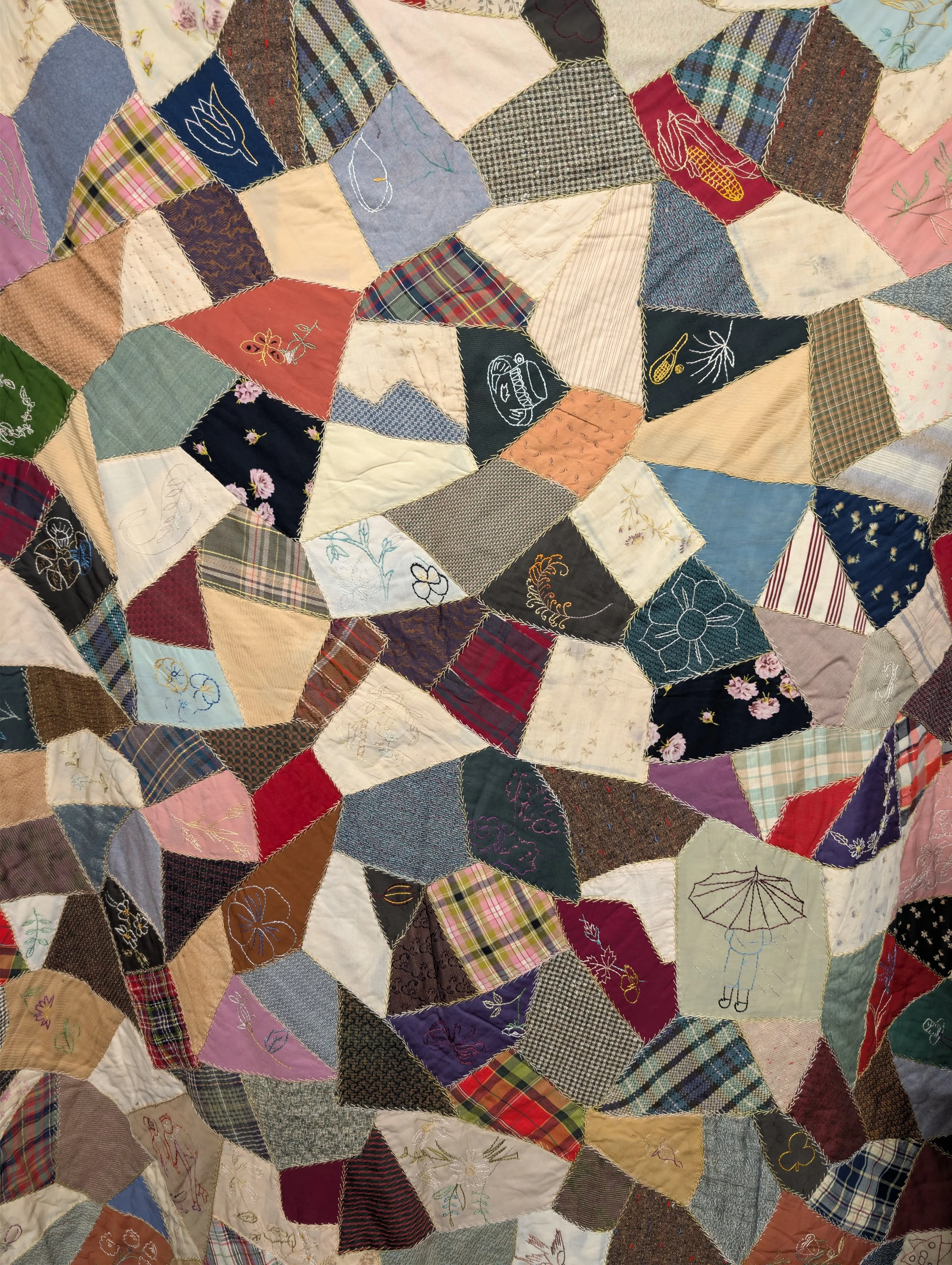 Antique (1890s) Hand Stitched Crazy Quilt.