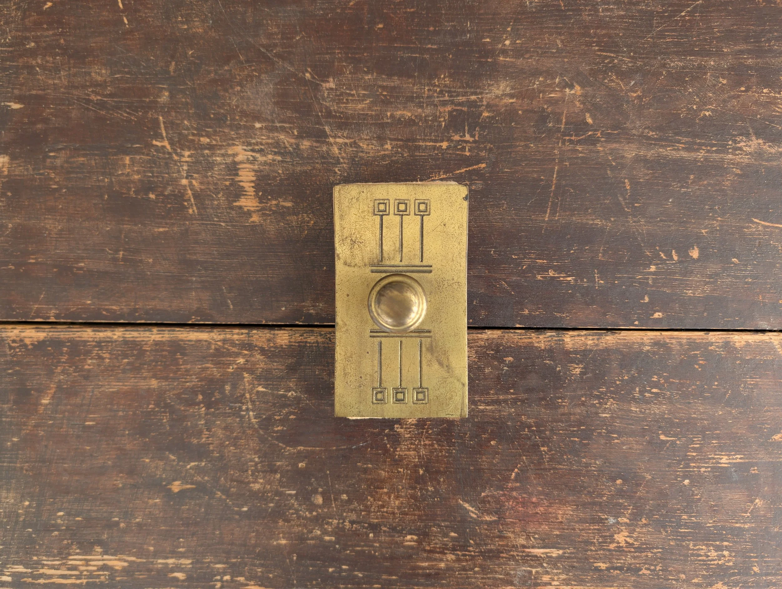 Vintage (1940's) Brass Ink Blotter With an Art Deco-style Geometric Design.