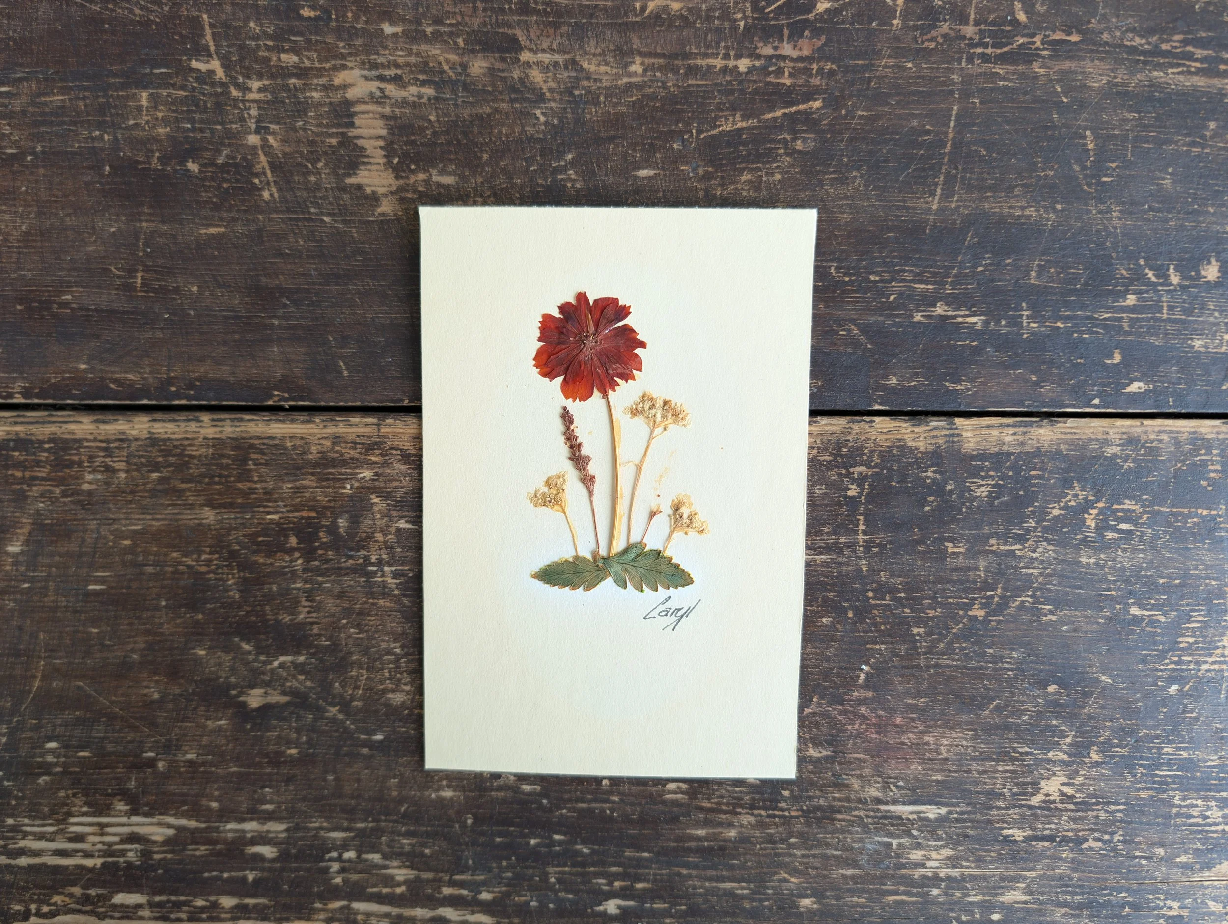 Vintage (2000s) Signed Handmade Pressed Flower Art.