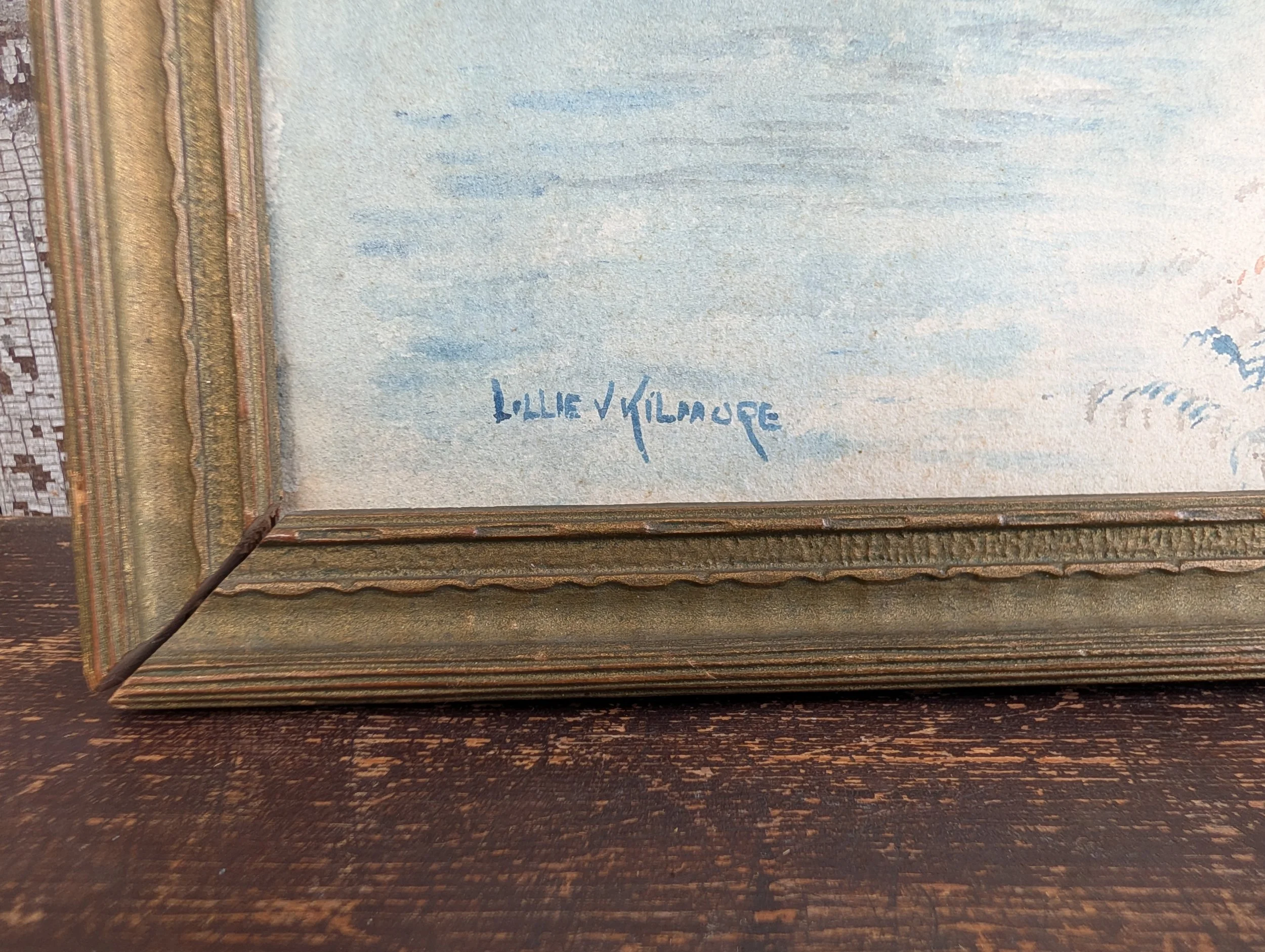 Antique (1910s) Signed Original Art : Watercolor Landscape Painting on Illustration Board - Lillie V. Kilmore.