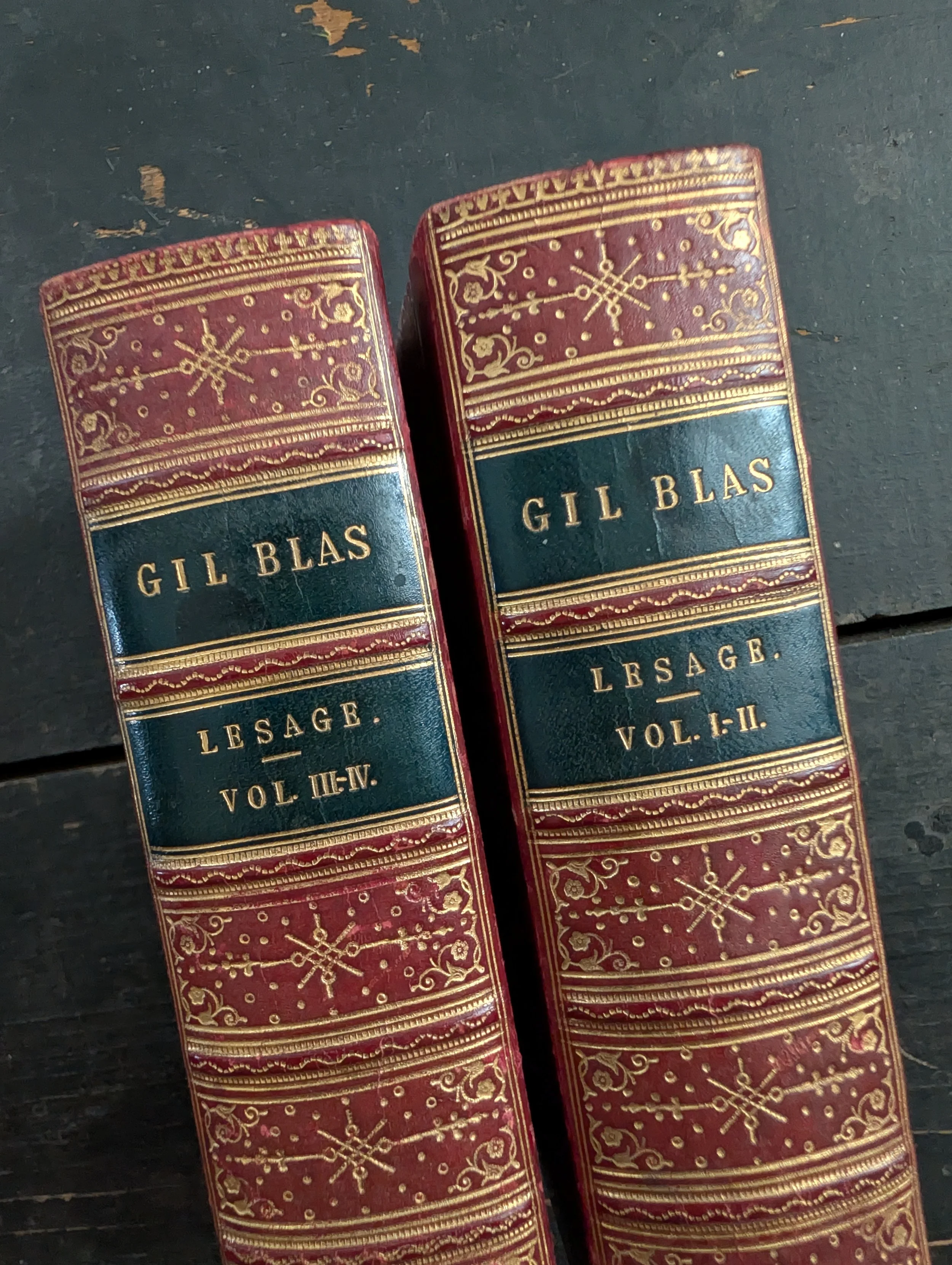 Antique (1822) The Adventures Of Gil Blas of Santillane by Alain-Rene Lesage in Four Volumes (Complete) - Engravings by Robert Smirke