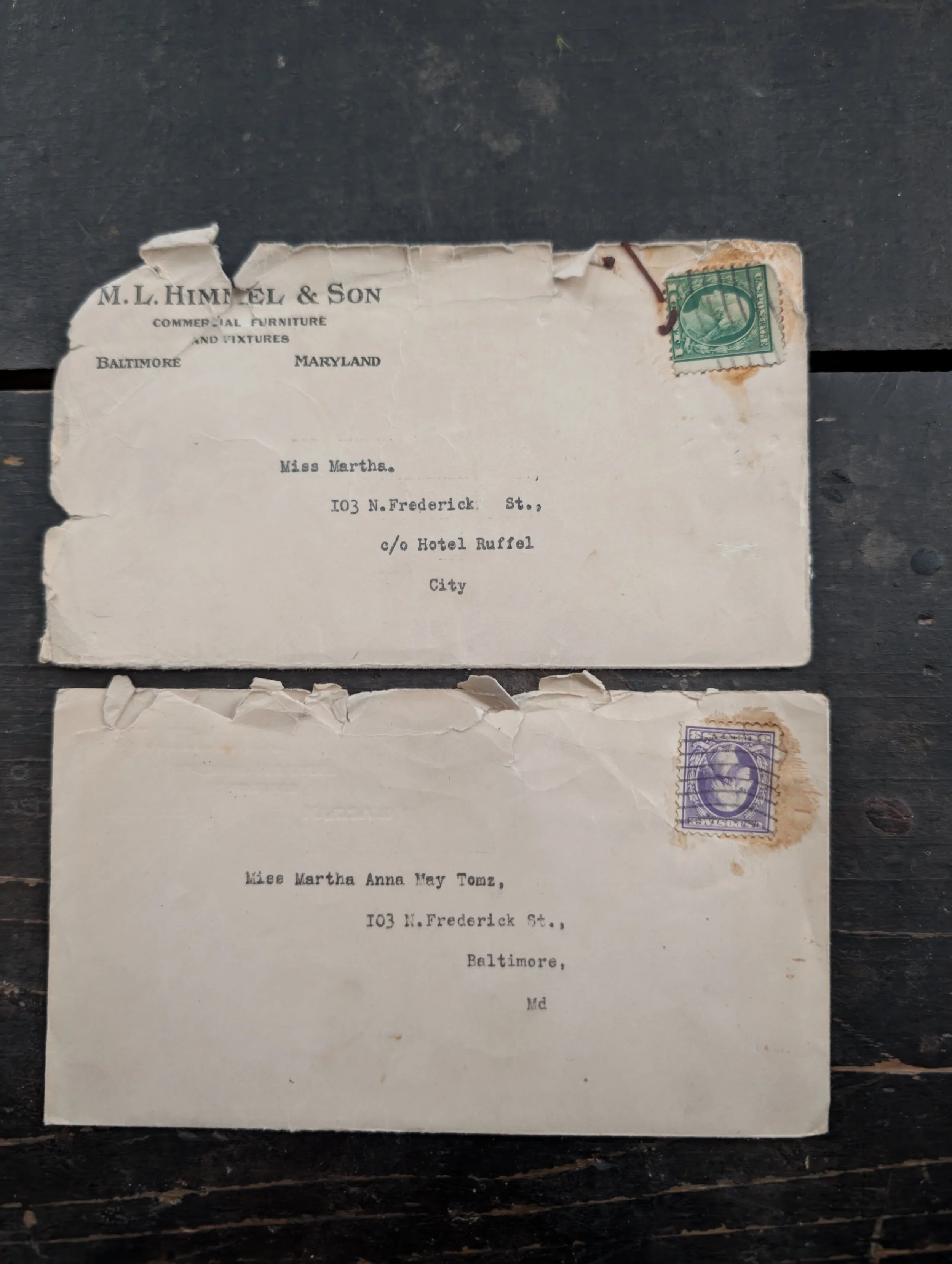 Two Antique (1918 + 1919) Love Letters From Mr. Himmel to Miss Martha - Baltimore, Maryland.