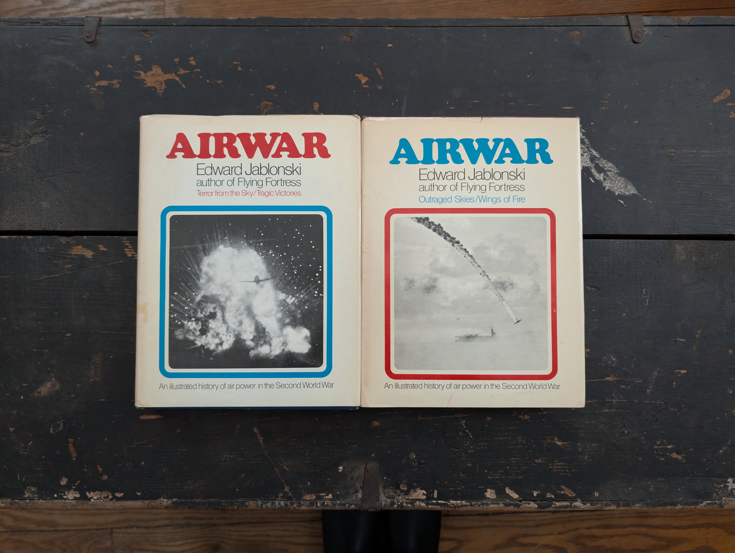 Vintage (1971) Airwar : An Illustrated History of Air Power in the Second World War by Edward Jablonski. Two Volume Set - Illustrated.