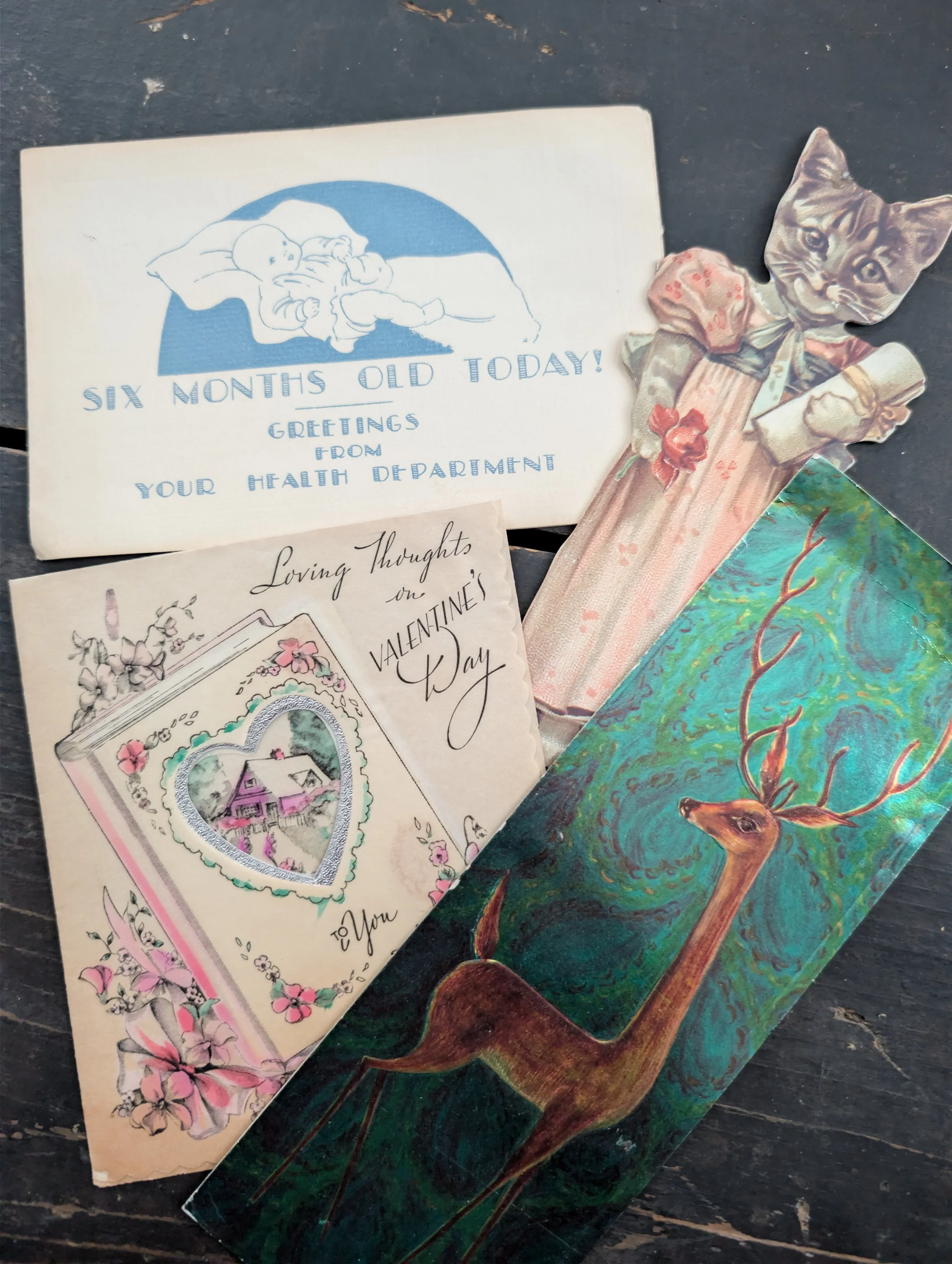 Four Vintage (1940s) Holiday + Occasion Cards.