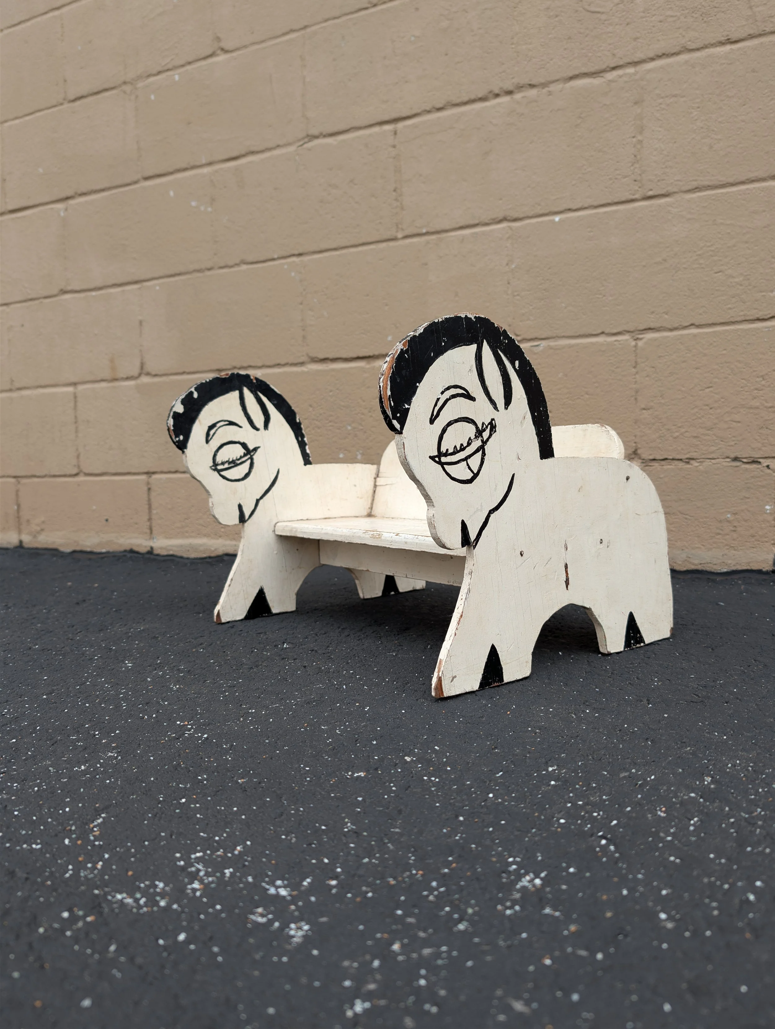 Vintage (1950s) Folk Art Child Bench // Step Stool // Shelf.